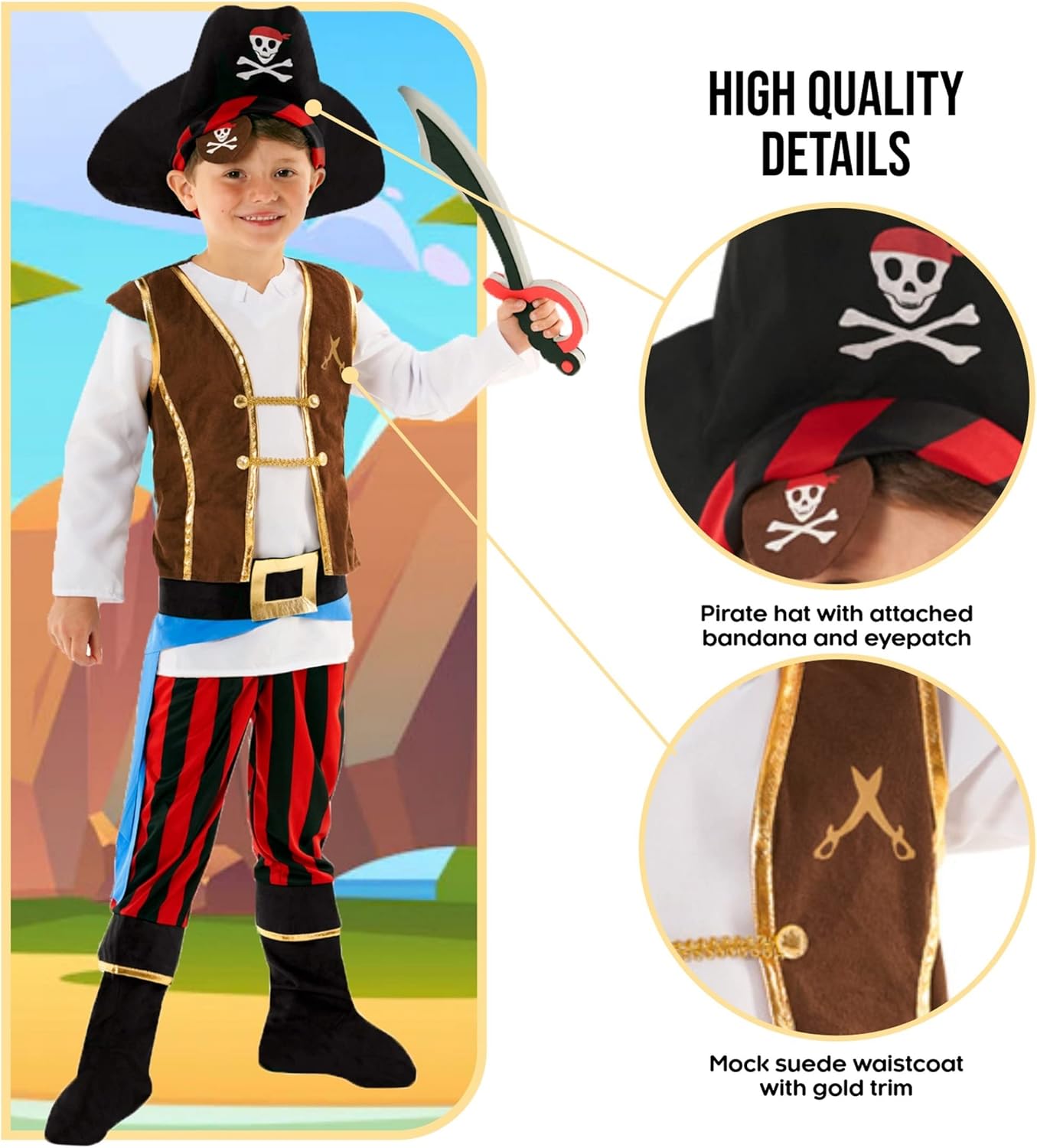 Morph Kids Pirate Costume for Boys Girls 1