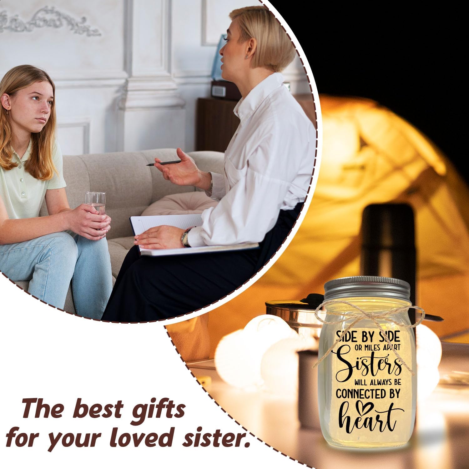 Birthday Gifts for Sister Mason Jar Night Light