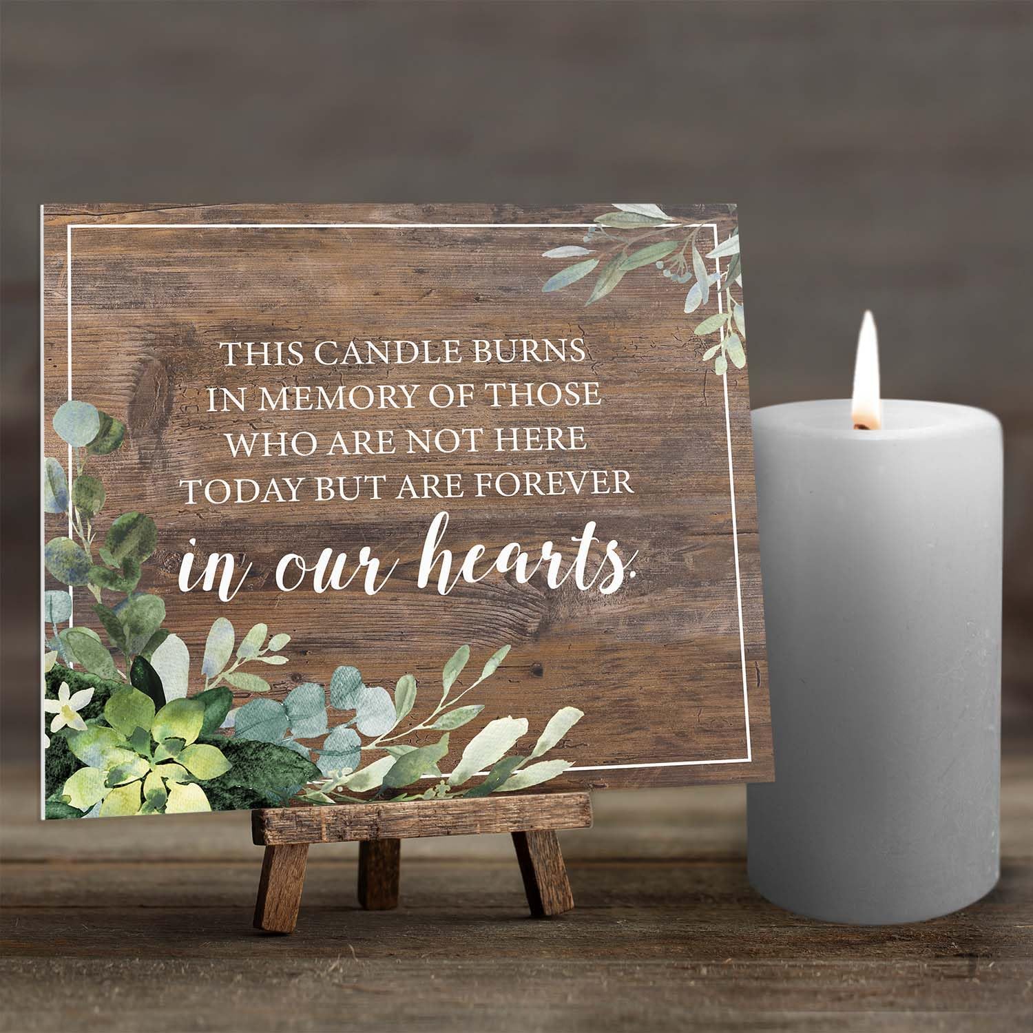 Lush Greenery Memorial Wedding Sign - 8 x 9 Rustic