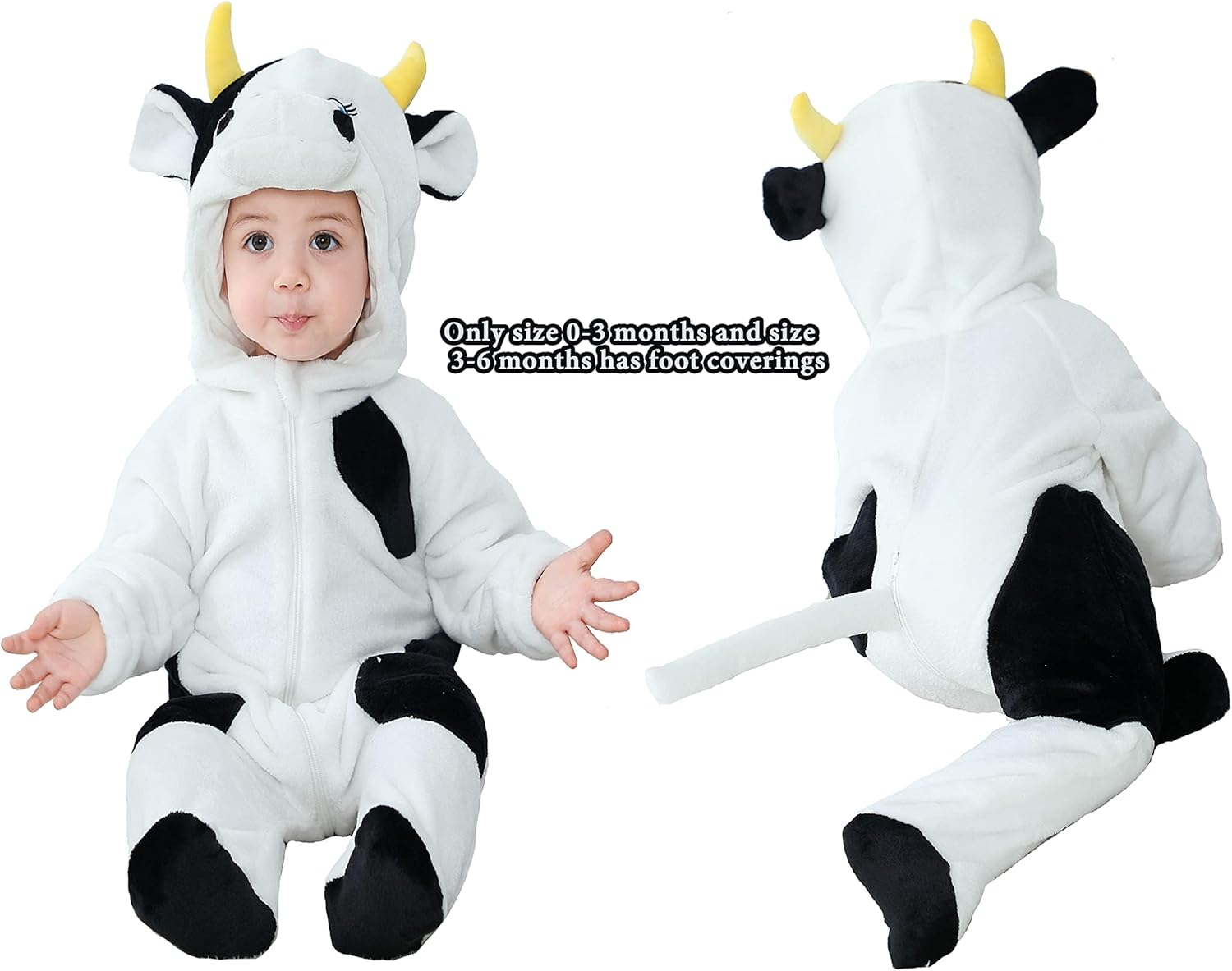 TONWHAR Animal Hooded Flannel Romper for Baby