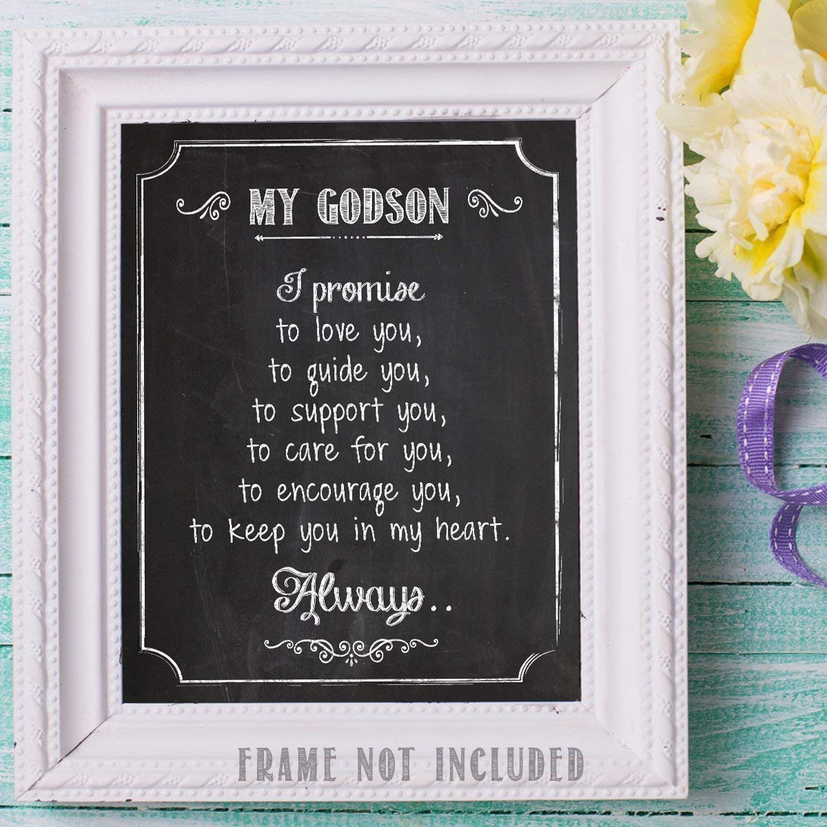 My Godson - Baptism Christening Art Print Chalkboard Style 11x14 Unframed Baby Boy Gift
