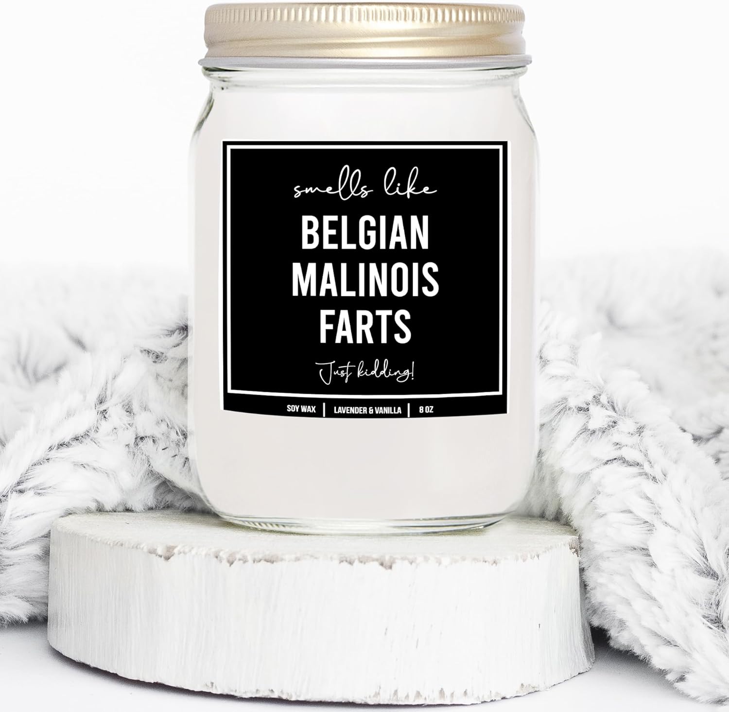 Belgian Malinois Dog Fart Candle - Lavender Vanilla