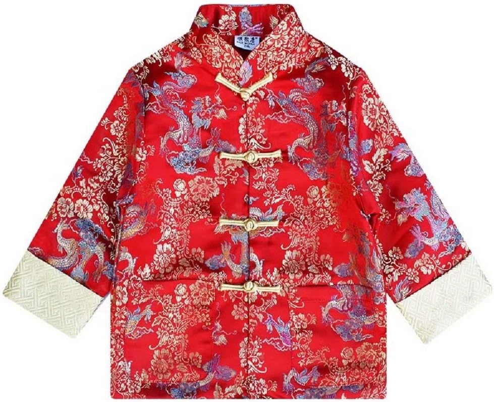 Hooyi Boys Traditional Red Tang Jacket CNY Costume Dragon Tops
