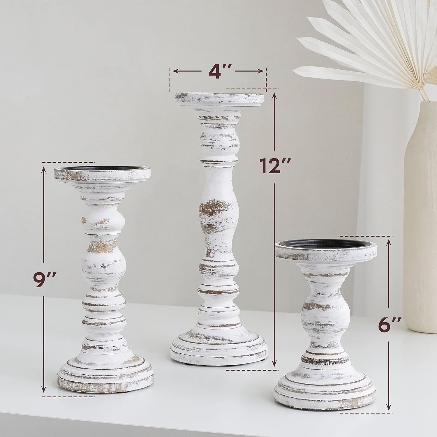 Creativeera Large Wooden Candle Holders for Pillar Candles