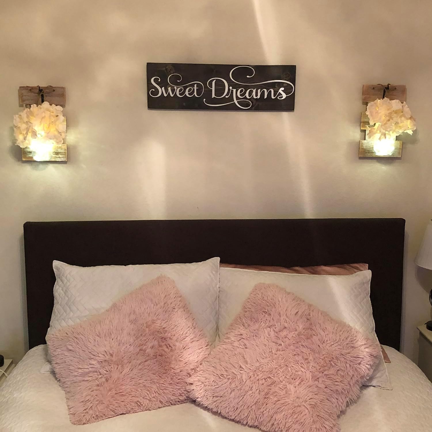 Rustic Mason Jar Wall Sconces with LED Lights Timer Set of 2