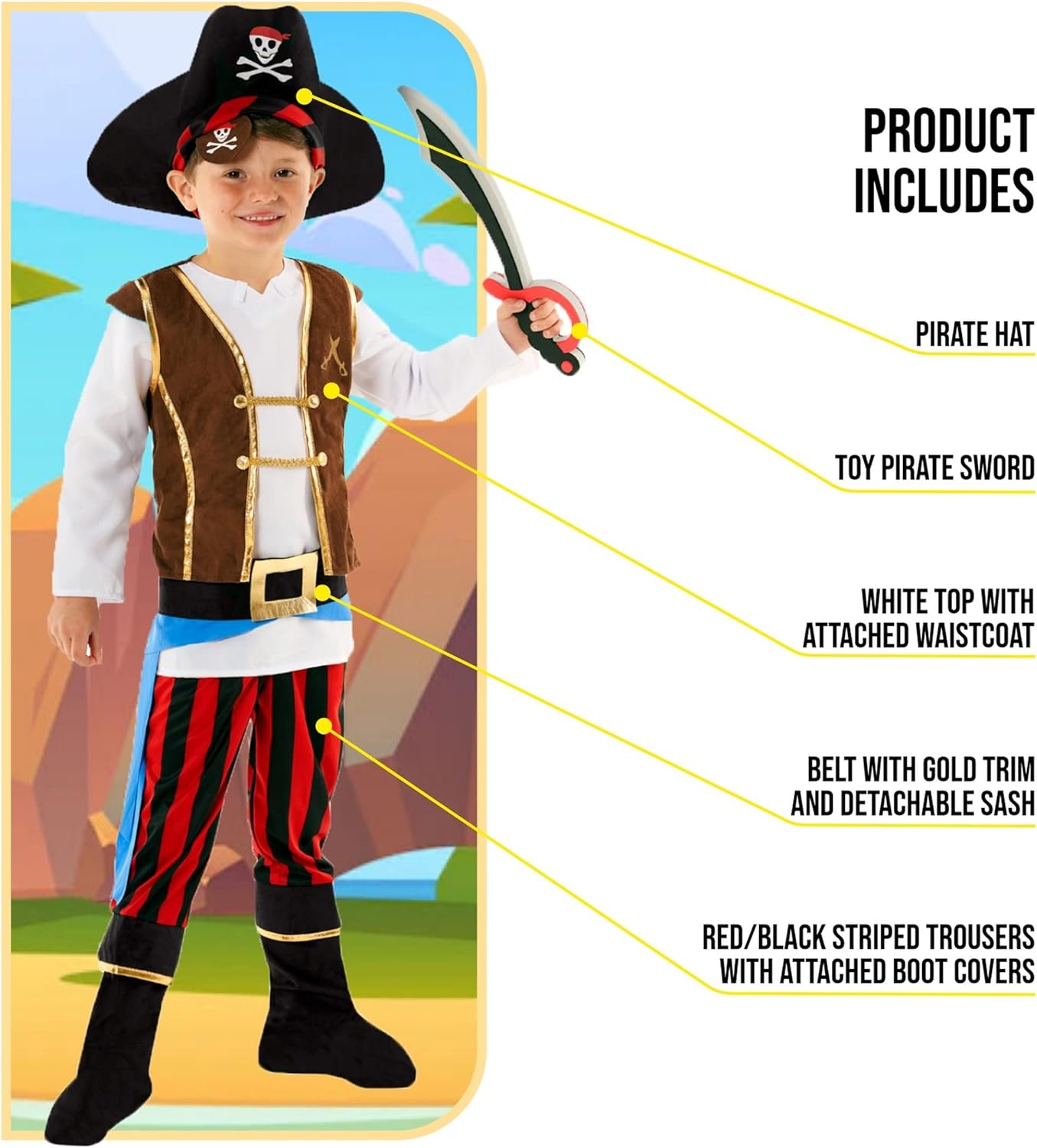 Morph Kids Pirate Costume for Boys Girls 1