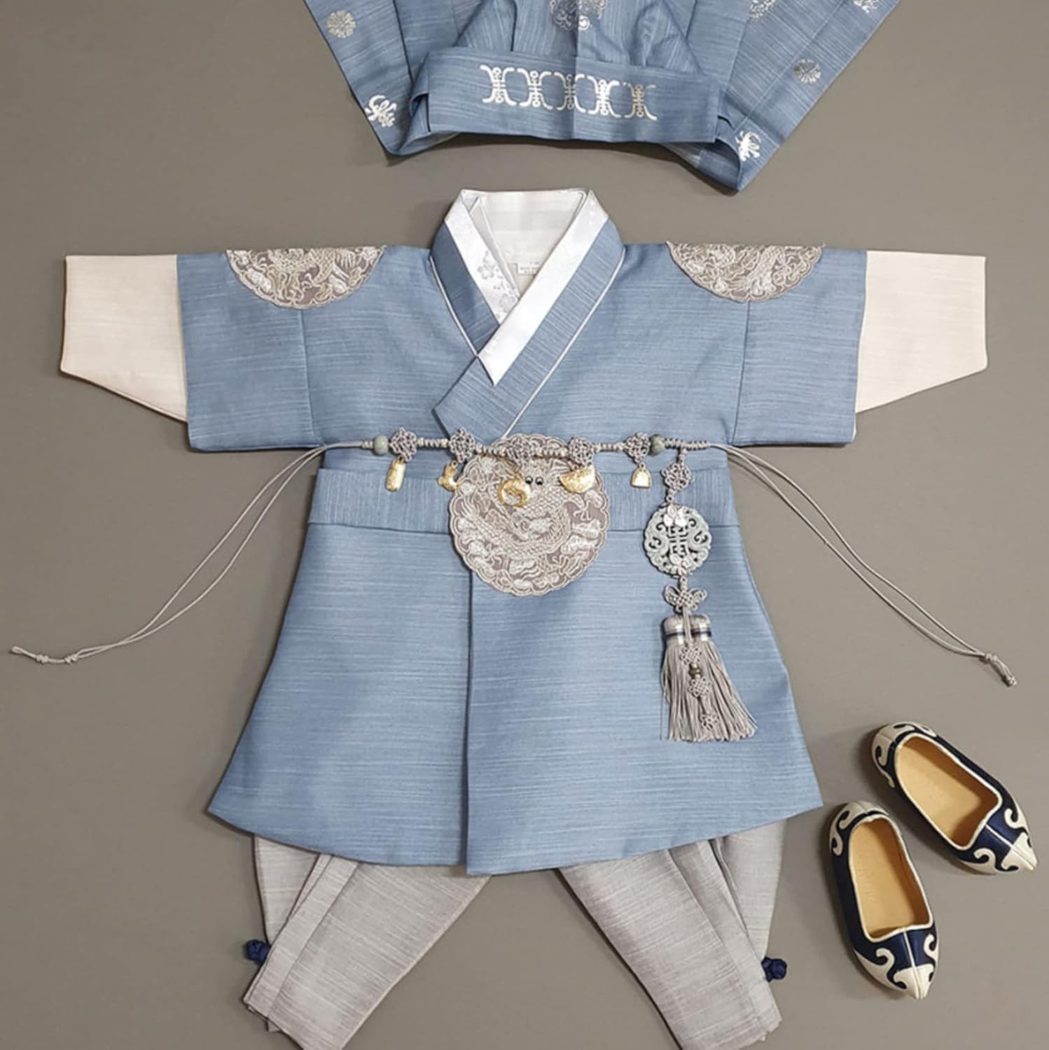 Korean Light Blue Baby Hanbok for 100days10yo
