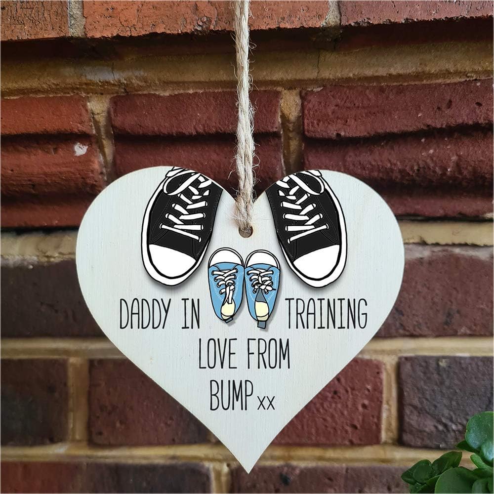 Handmade Wooden Heart Plaque for Dad to Be Gift