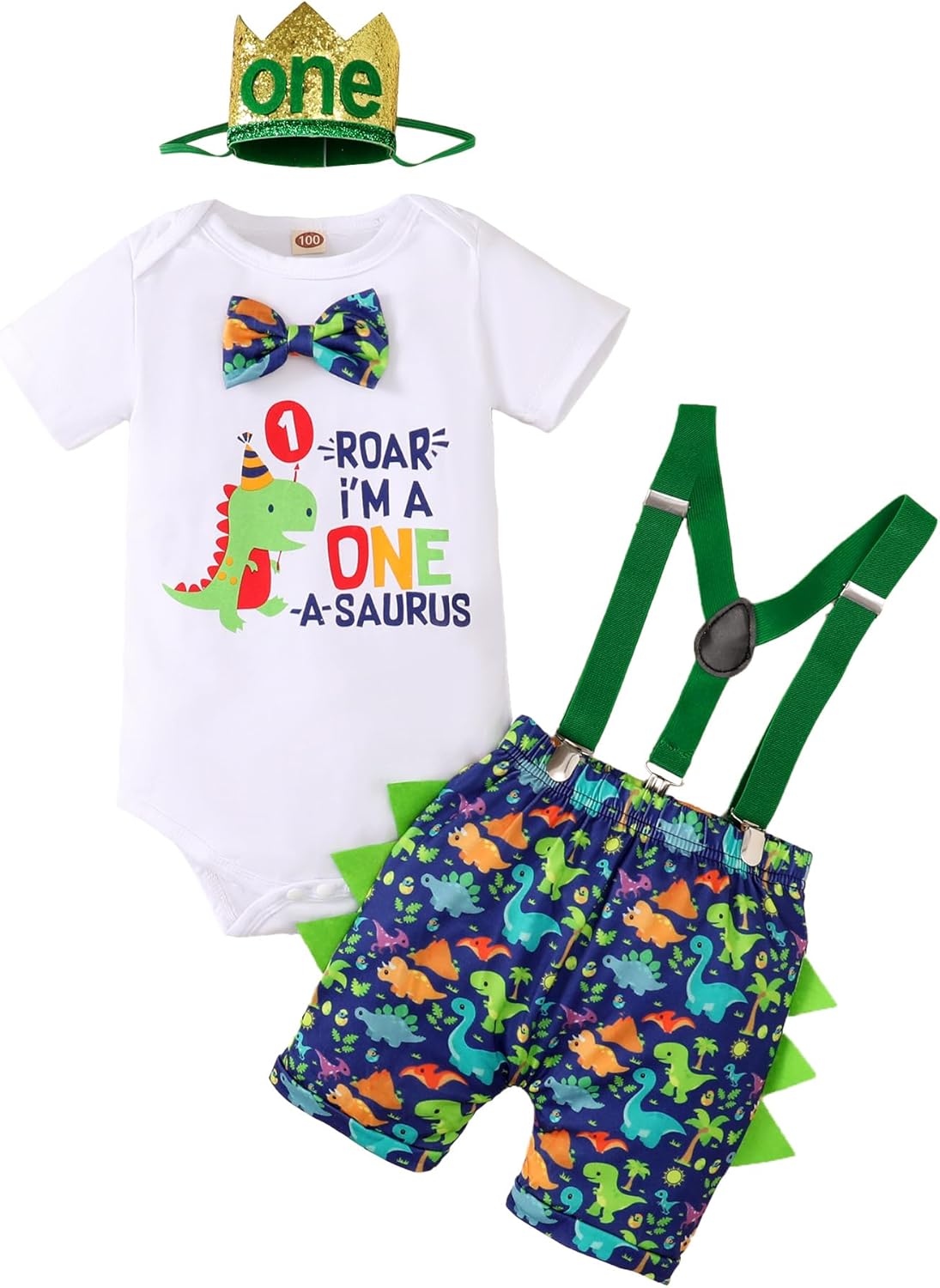 Baby Boy Dinosaur Romper Pants Set 1st Birthday Outfit