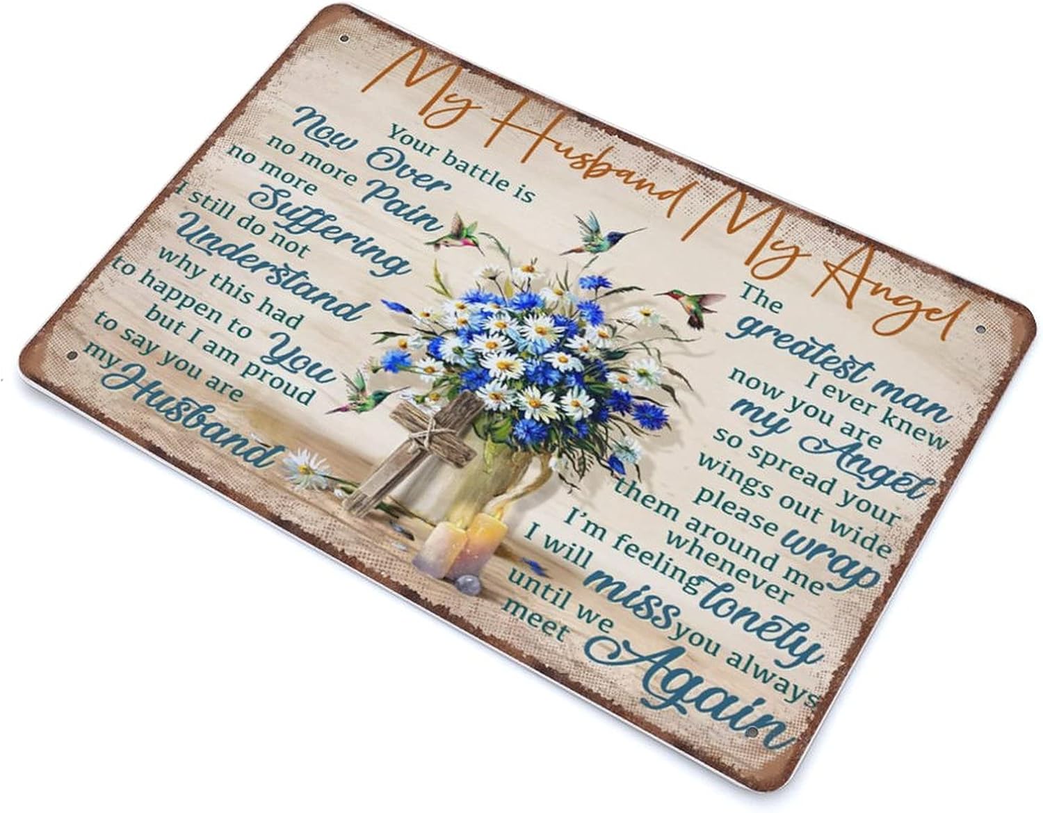 DAIERCY Hummingbird Memorial Tin Sign 140x200mm