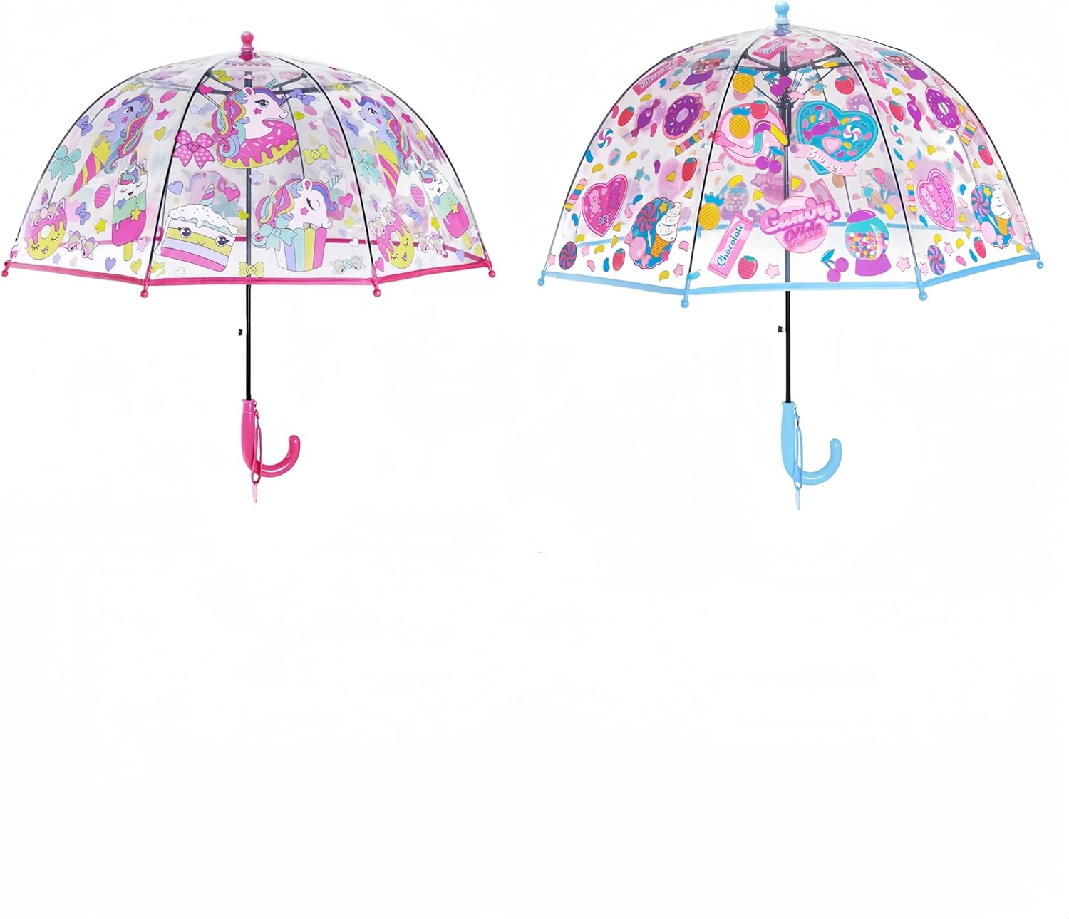 2 Pack Clear Bubble Umbrellas with Anti-Pinch Handle 1