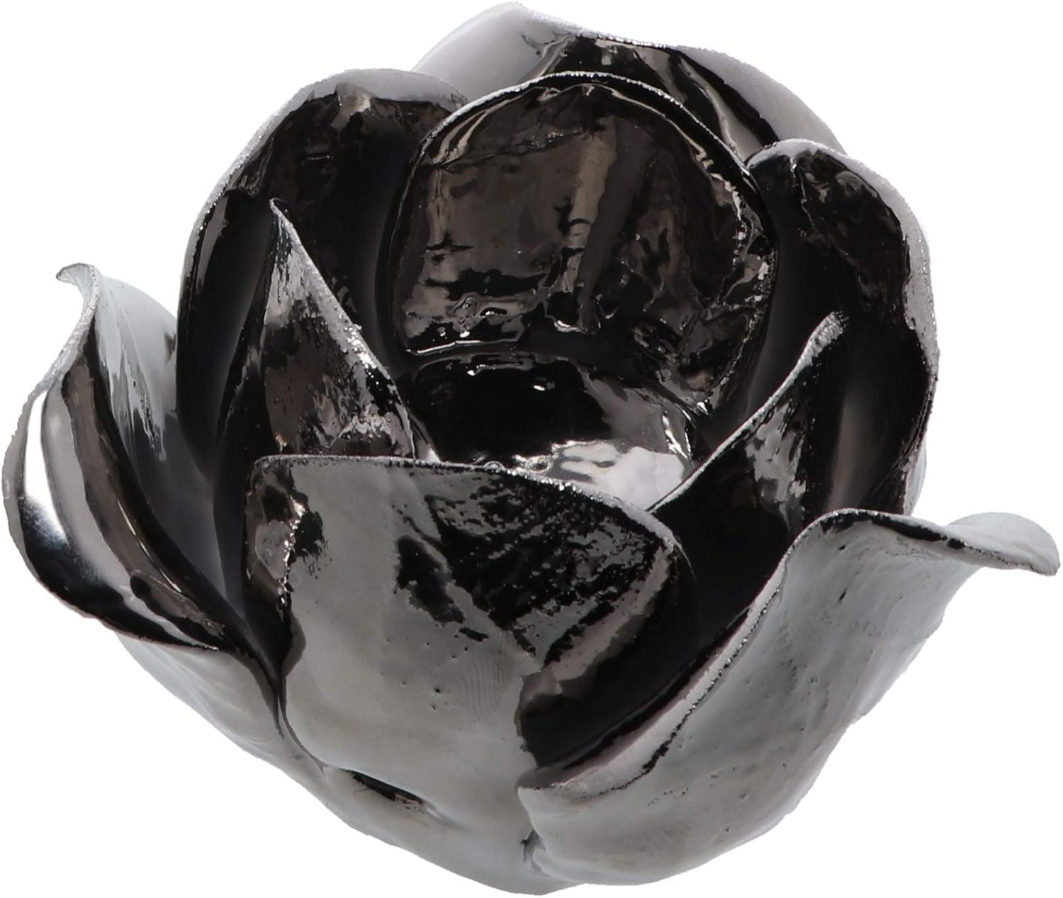 Silver Rose Petal Tea Light Votive Holder