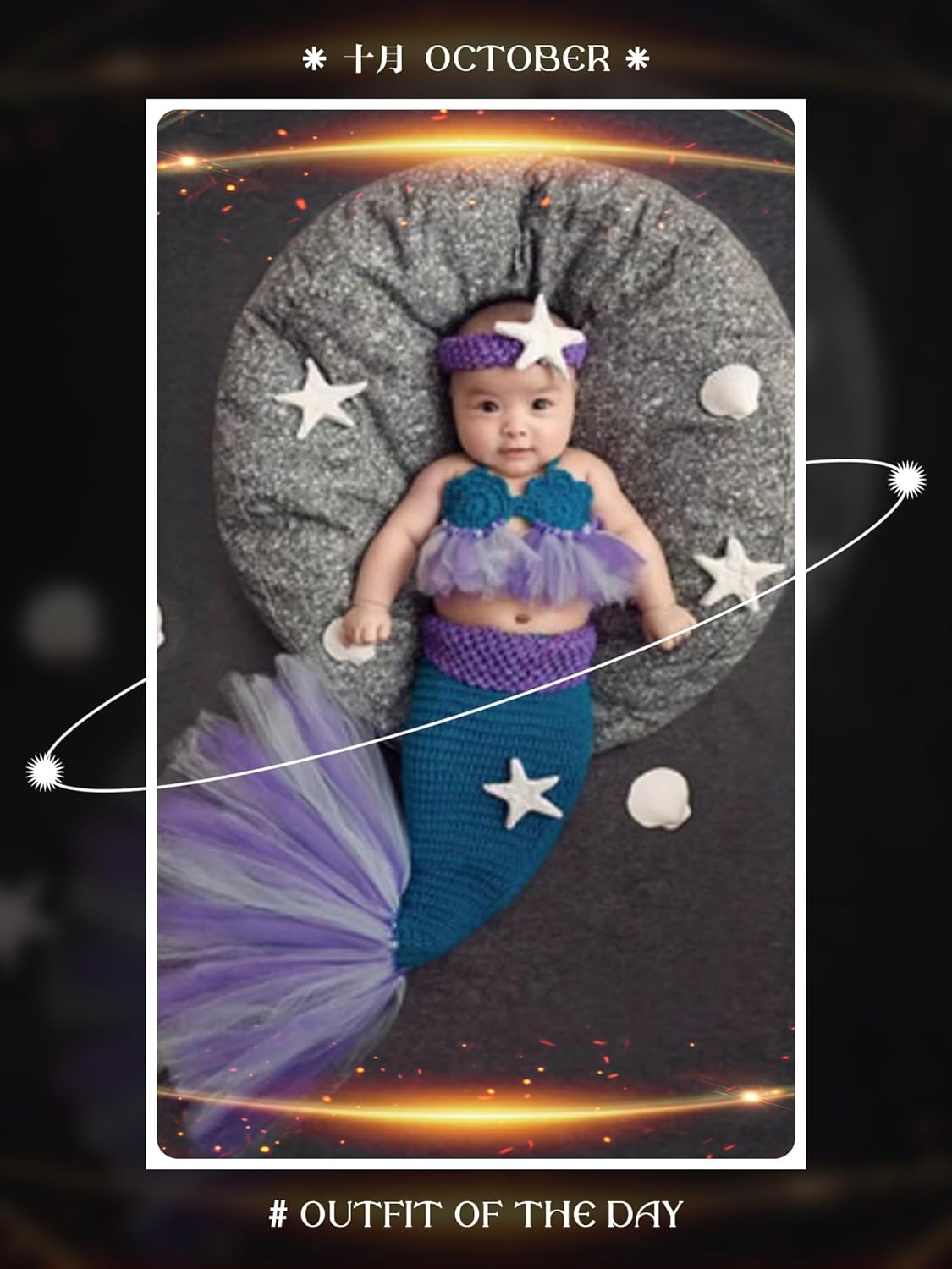 KLEYAO Newborn Baby Photography Props Mermaid Set