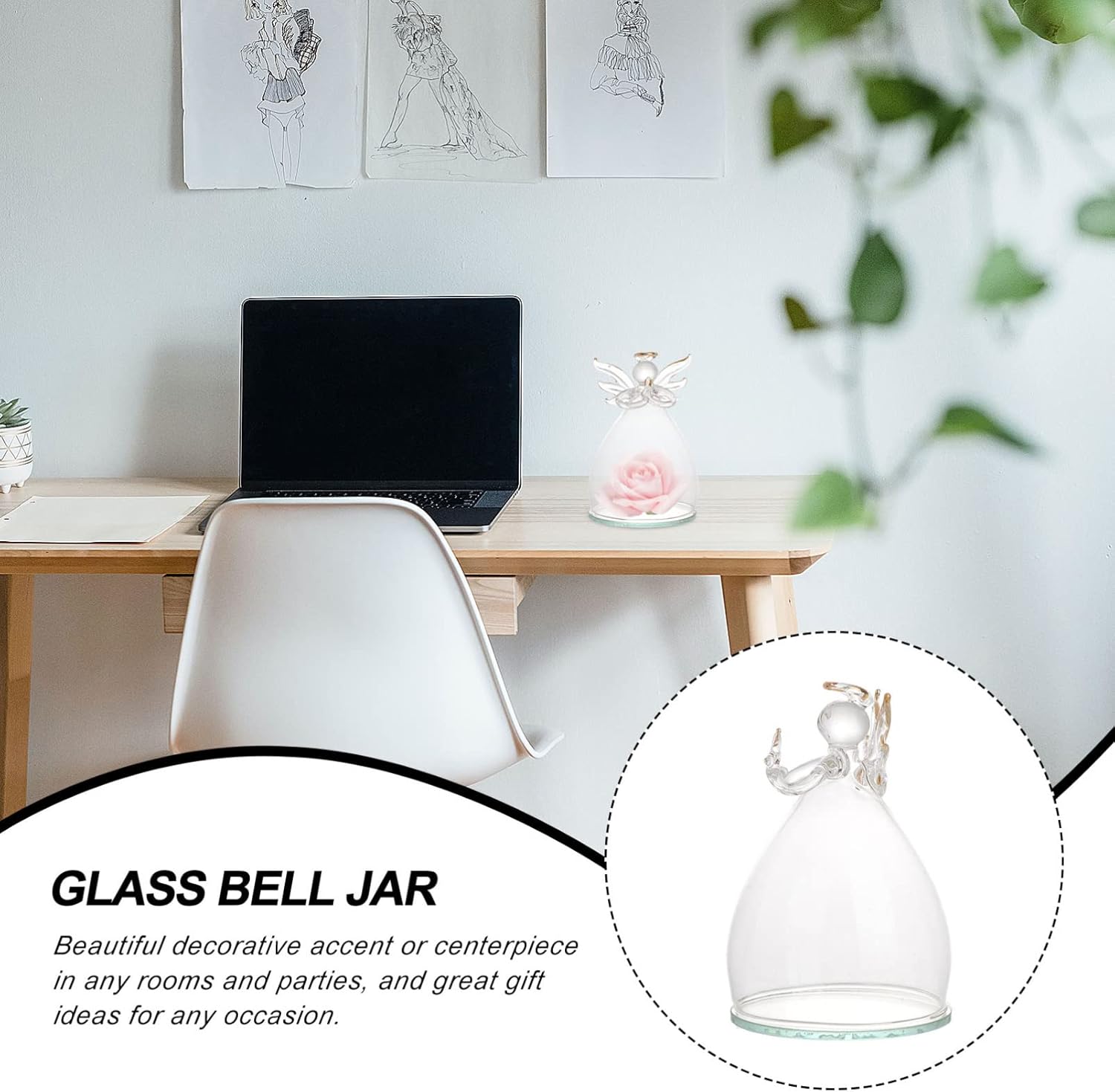 BESTOYARD 5x3 Clear Glass Cloche Bell Jar Display Case