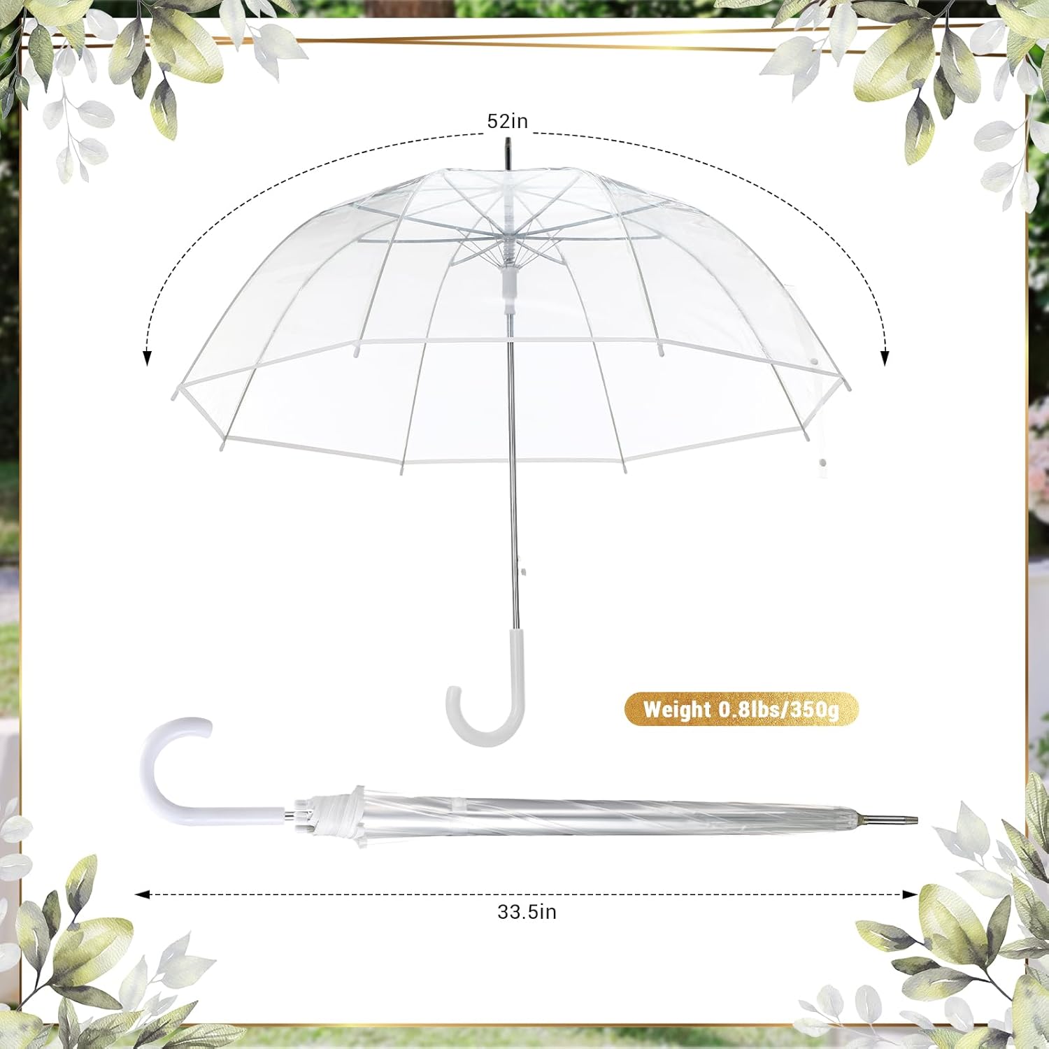 36 Pcs Clear Bubble Wedding Umbrellas with J Hook Handle