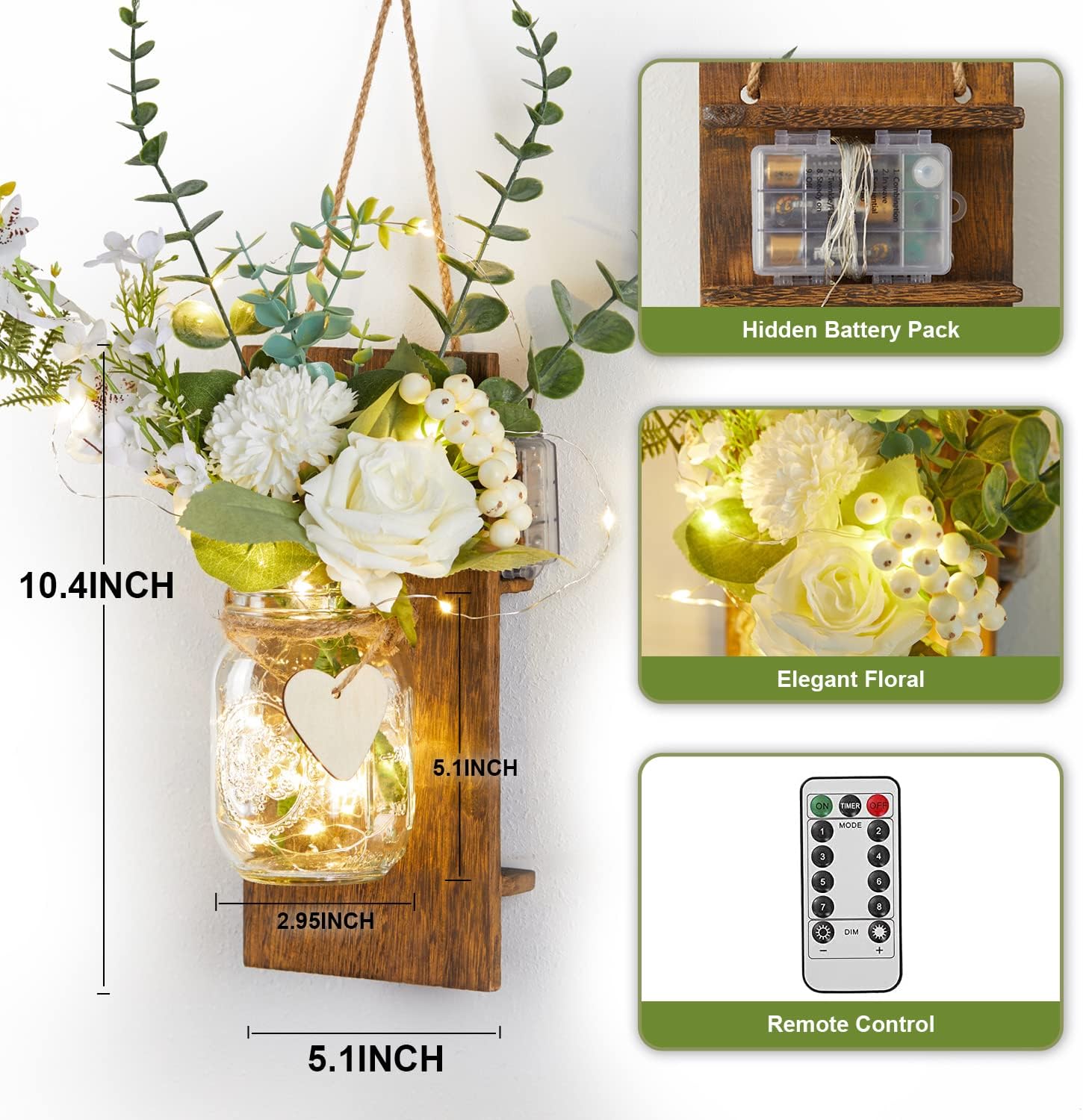 Party Joy Decor Jars with LED Lights and Flowers