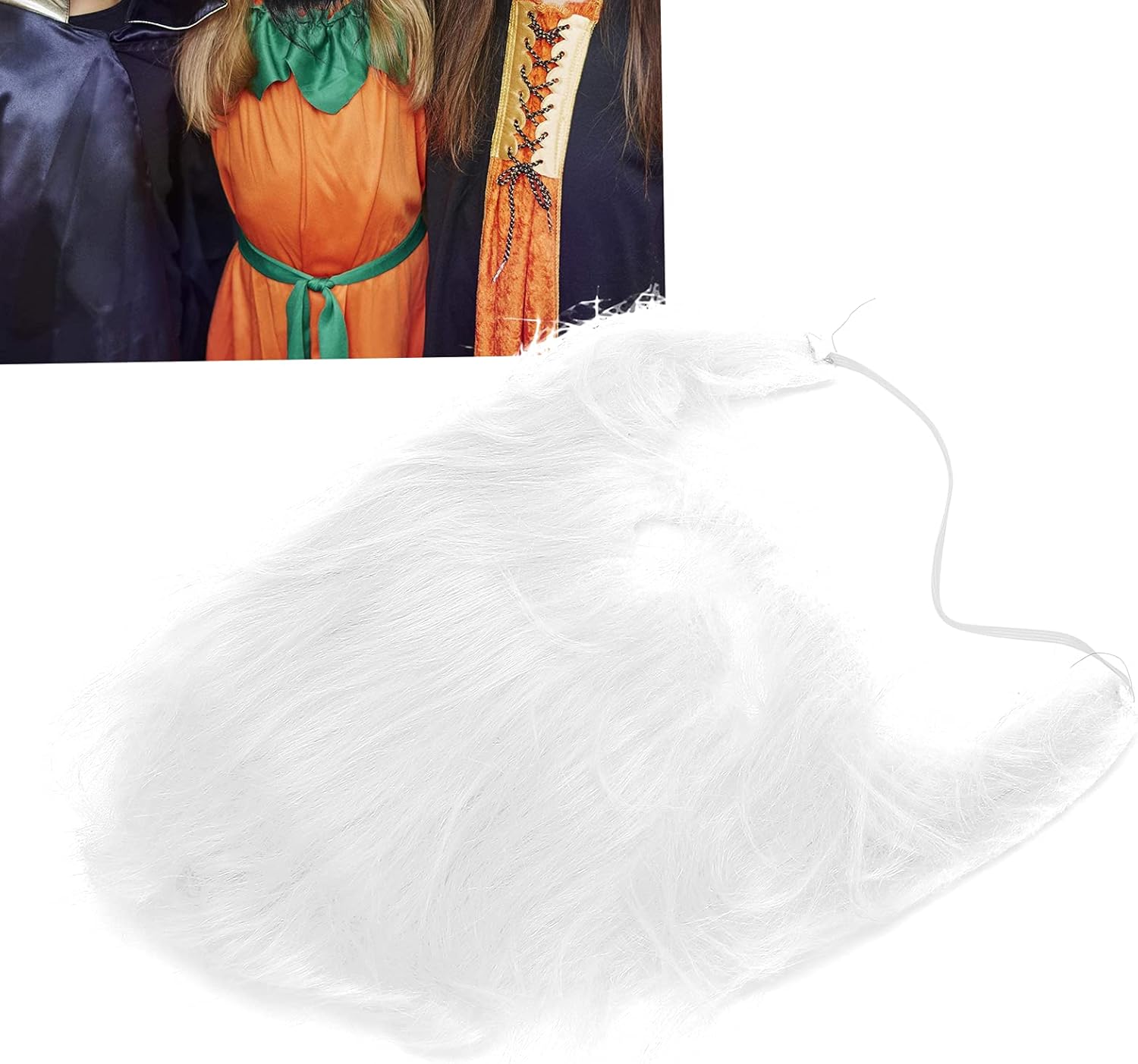 White Plush Fake Beard with Elastic Band for Costume