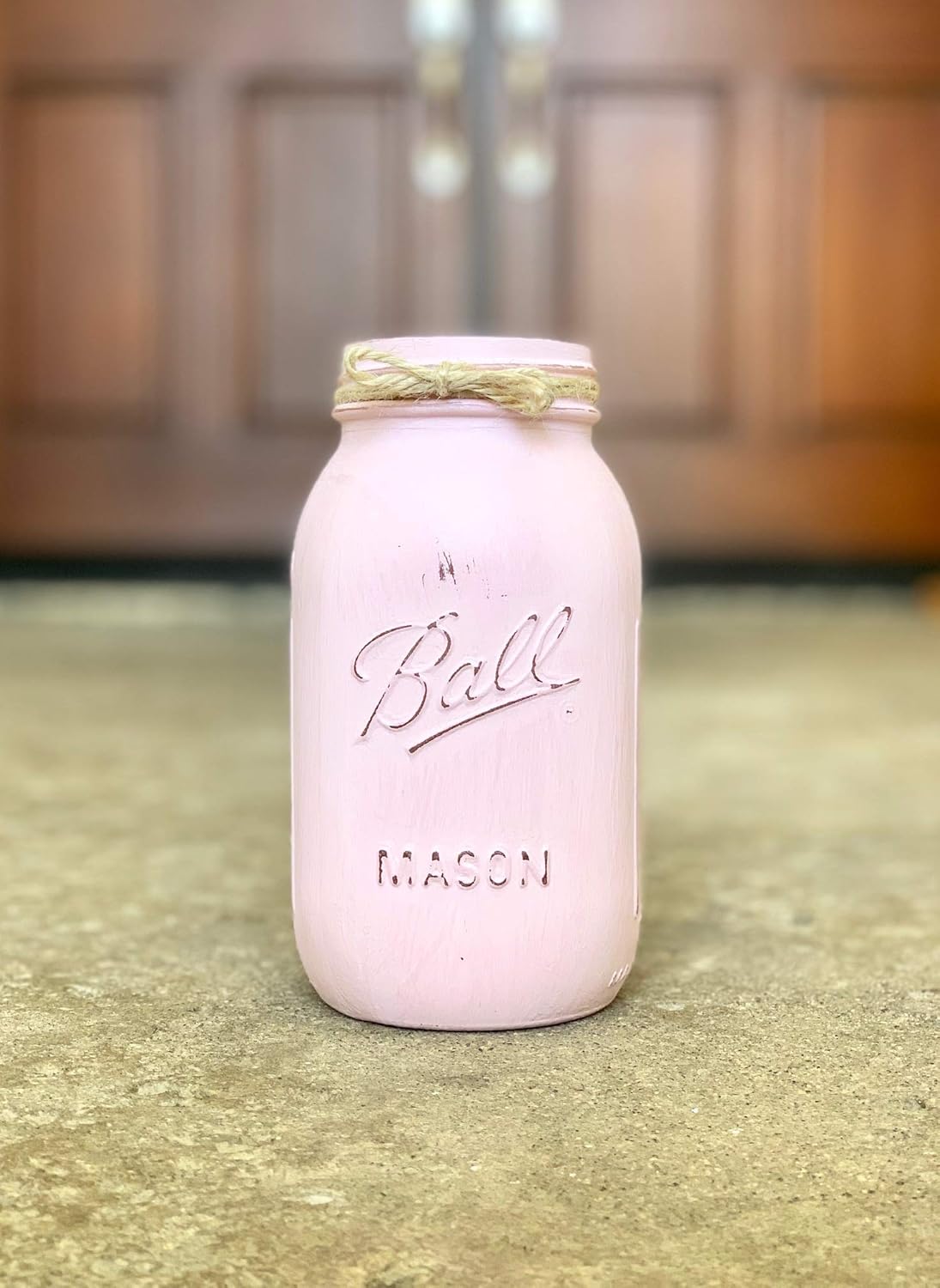 Pink Painted Mason Jar Centerpiece for Baby Shower