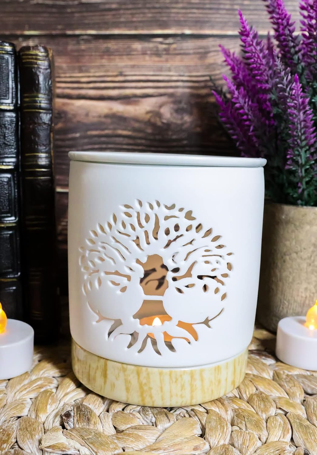 Ebros Gift Celtic Tree of Life Ceramic Votive Candle Holder