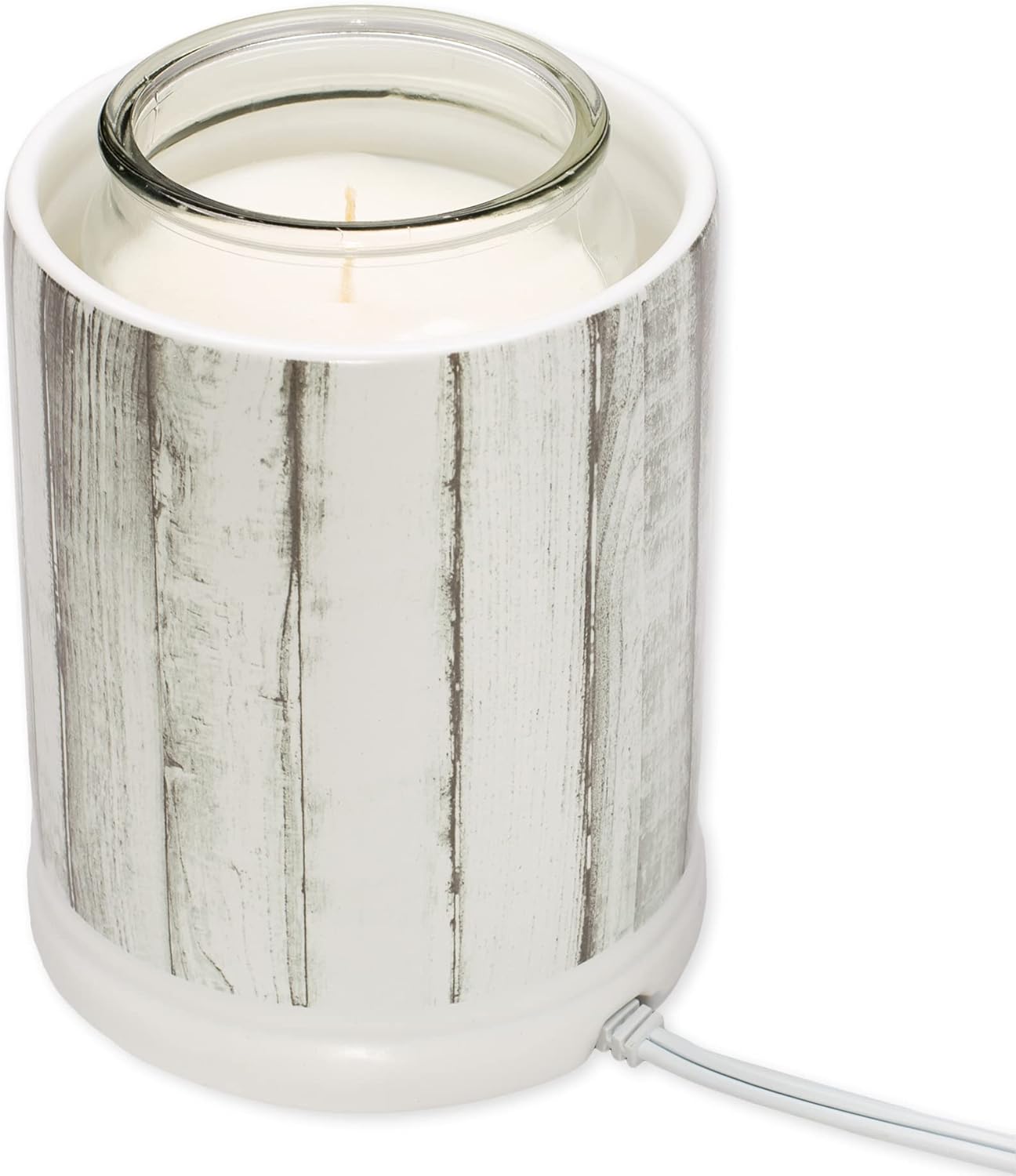 Be Still and Know Distressed Wood Design White Ceramic Jar Warmer
