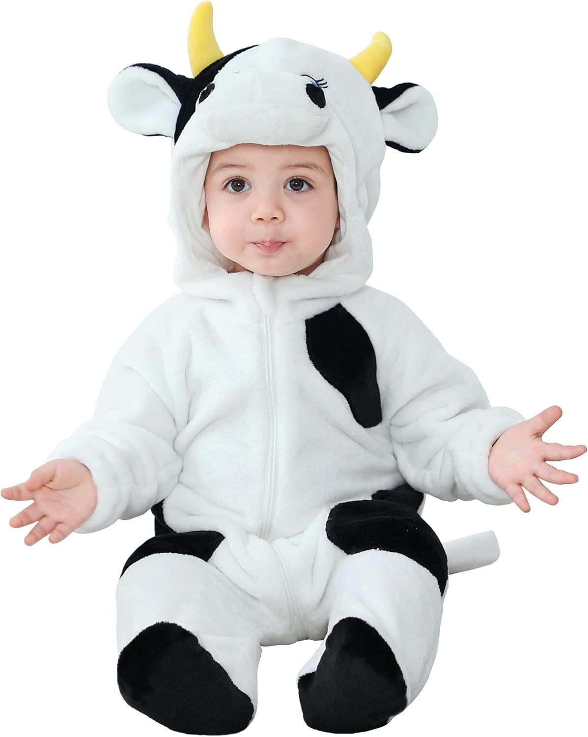 TONWHAR Animal Hooded Flannel Romper for Baby