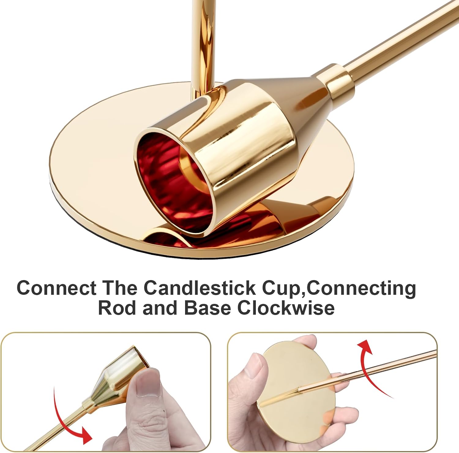 NLBTW Gold Taper Candle Holders Set of 3