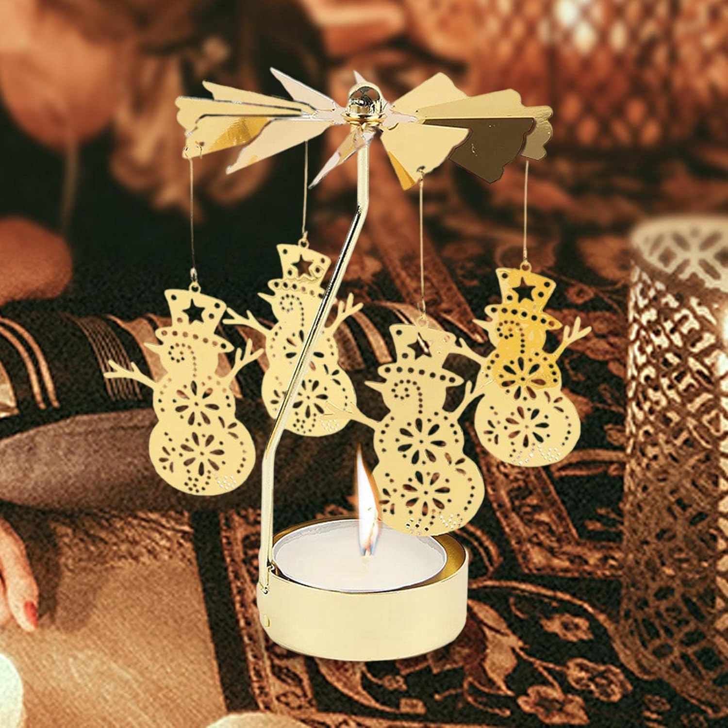 3 Pack Spinning Snowman Tea Light Holders