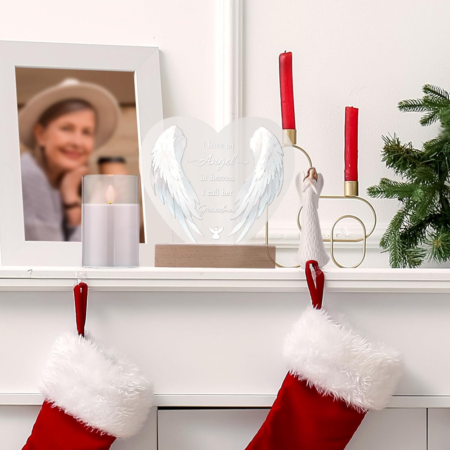 Sympathy Night Light LED Candle Angel Memorial Set