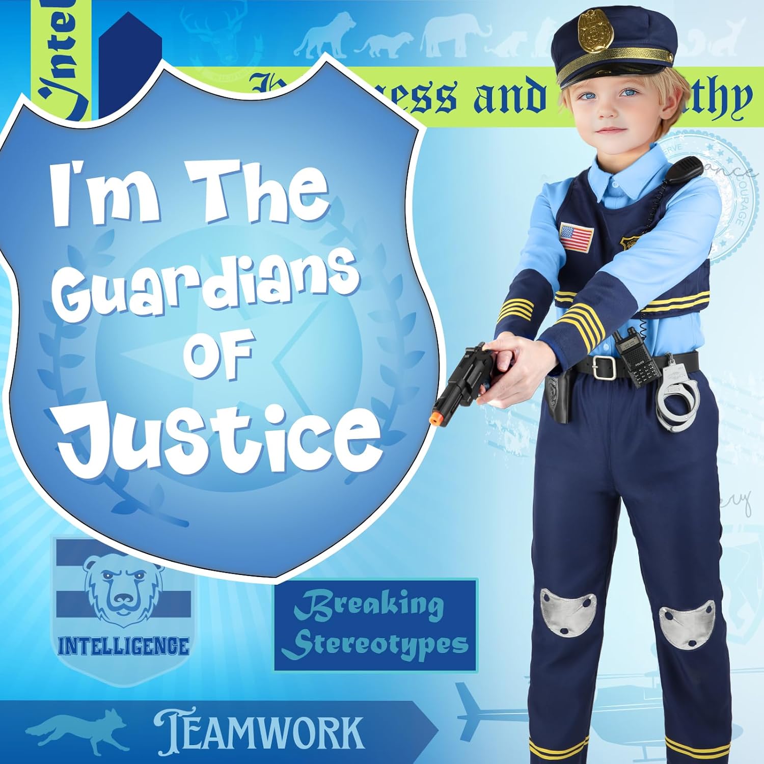 Yadiya Police Costume Set for Kids 3-12