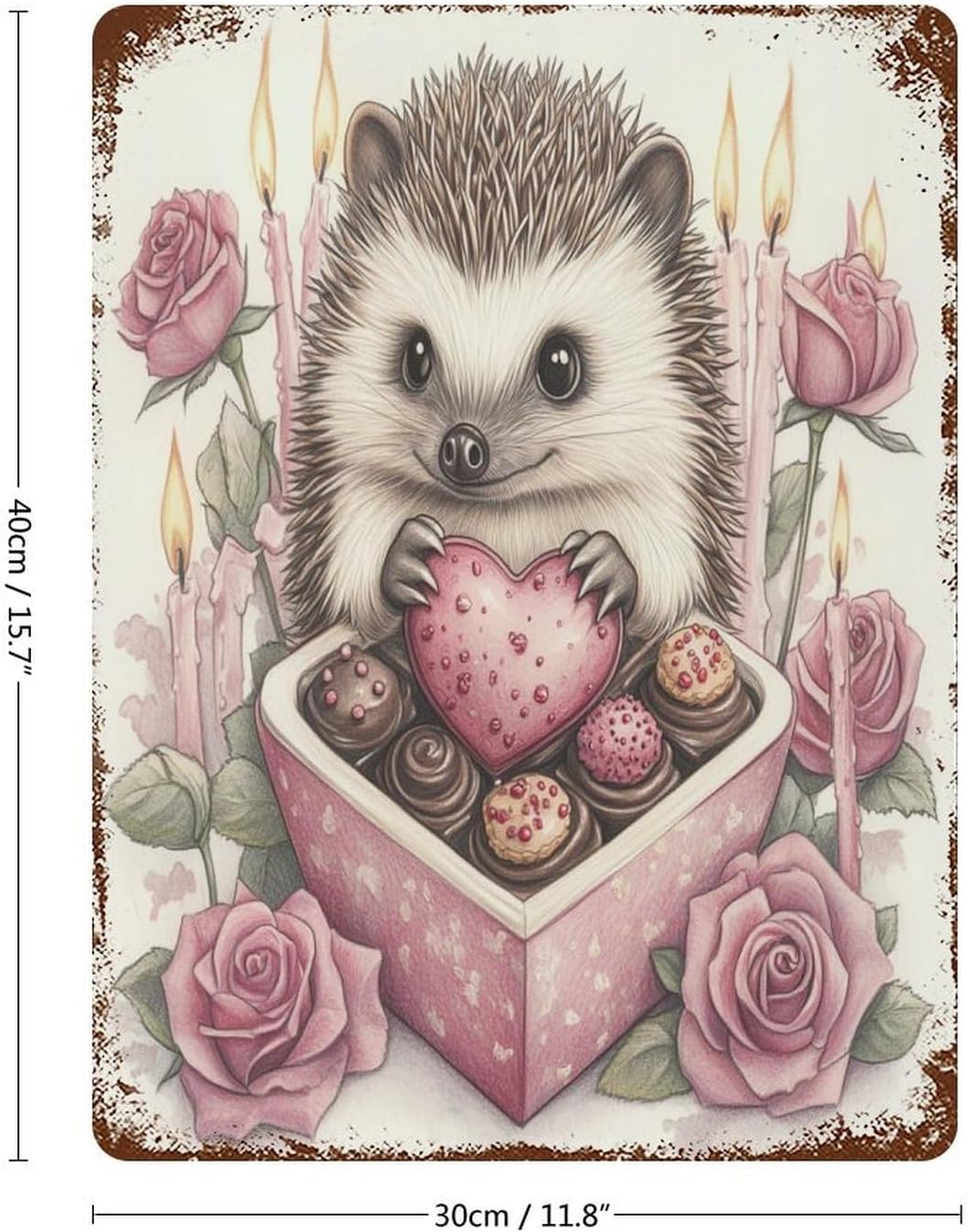 HighonHi Metal Tin Sign Rose Heart Valentine Decor