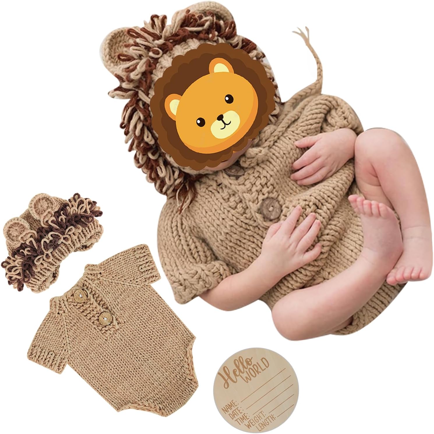 BLUETOP Lion Baby Onesie Set Newborn Photoshoot
