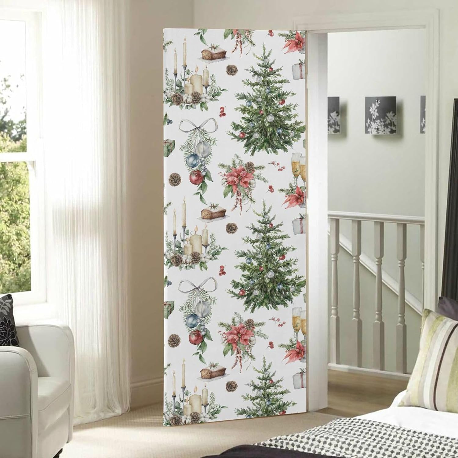 MCHIVER Christmas Tree Wine Candles Door Cover