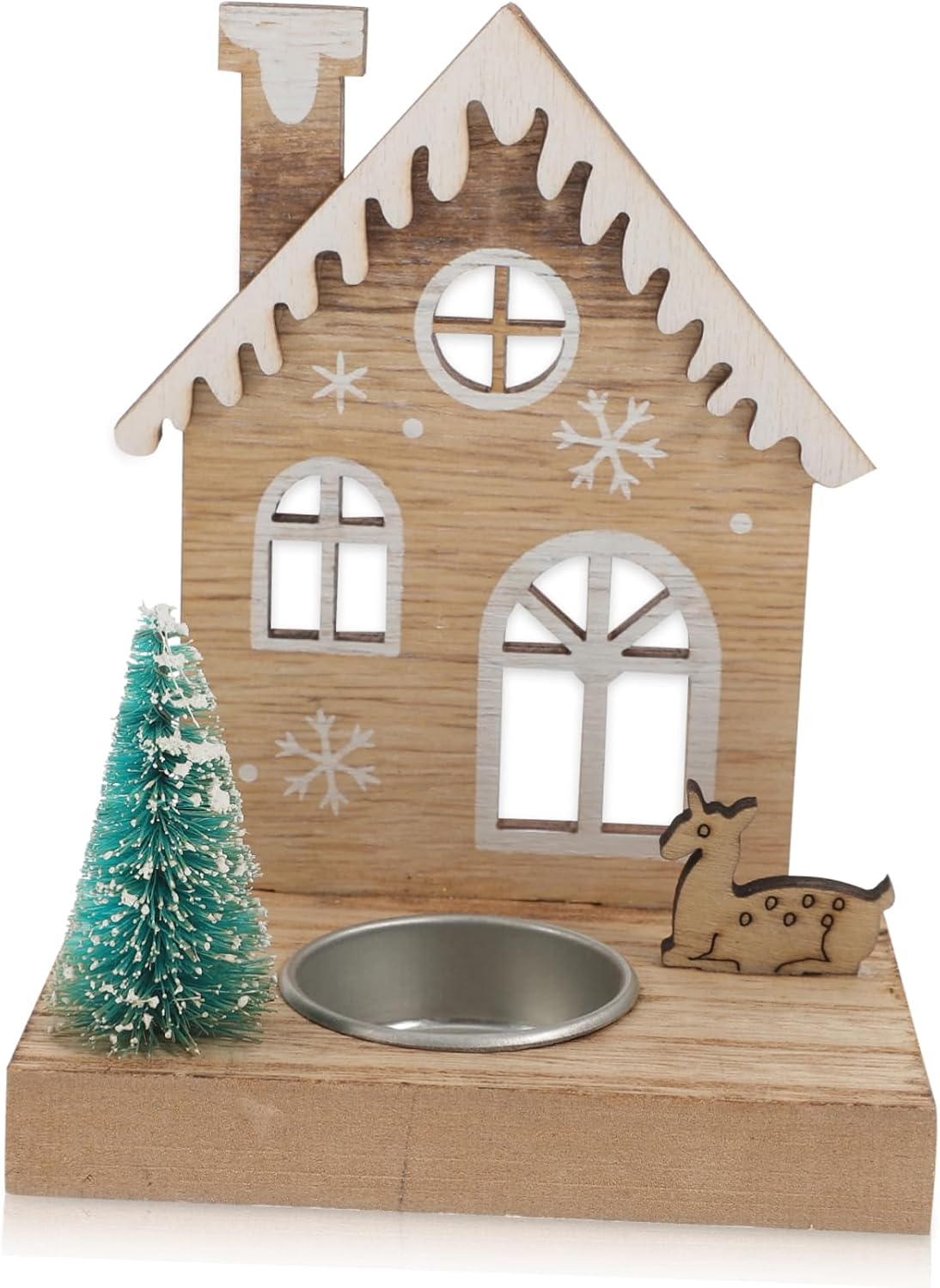 Christmas Reindeer Candle Holder Wooden Tea Light Stand