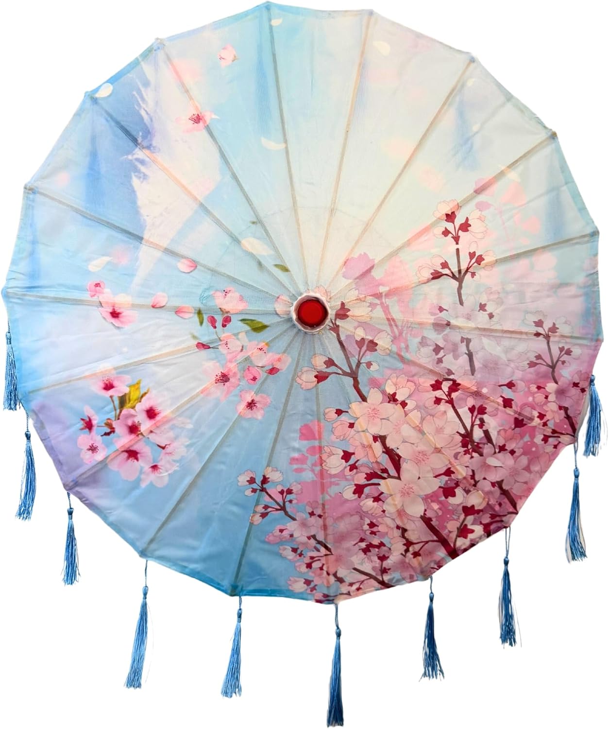 THY COLLECTIBLES 33 Silk Parasol Umbrella with Tassels