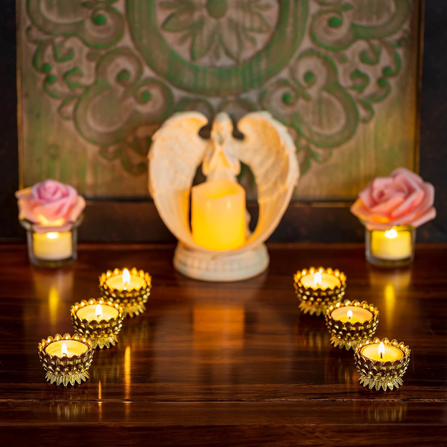 Sziqiqi 6 Pcs Lotus Ghee Lamp Holder for Altar