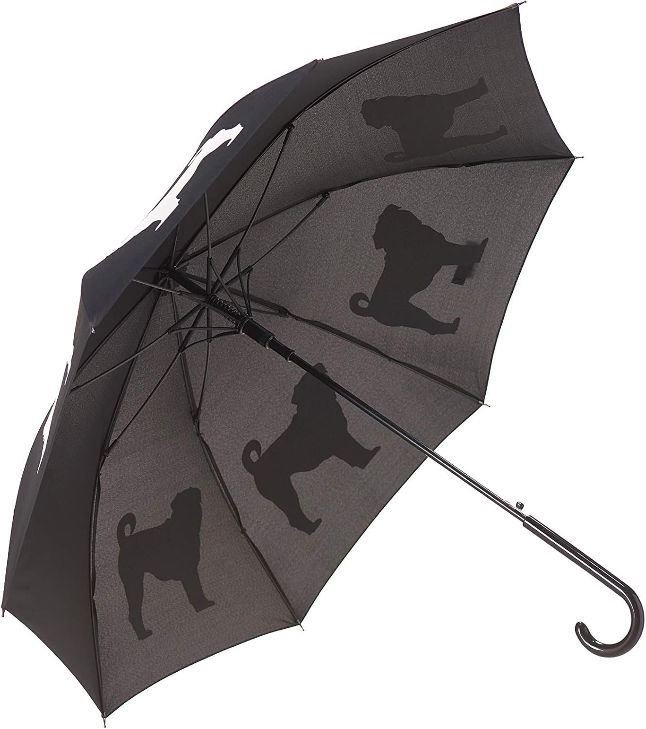 Premium Pug Rain Umbrella - White on Black Design