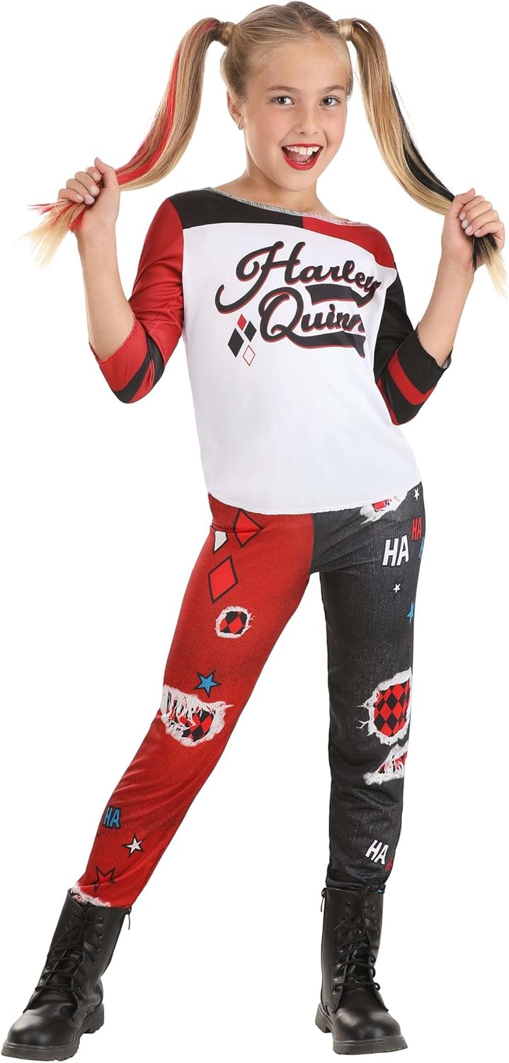 Fun Costumes Girls Harley Quinn Costume Jester Jumpsuit