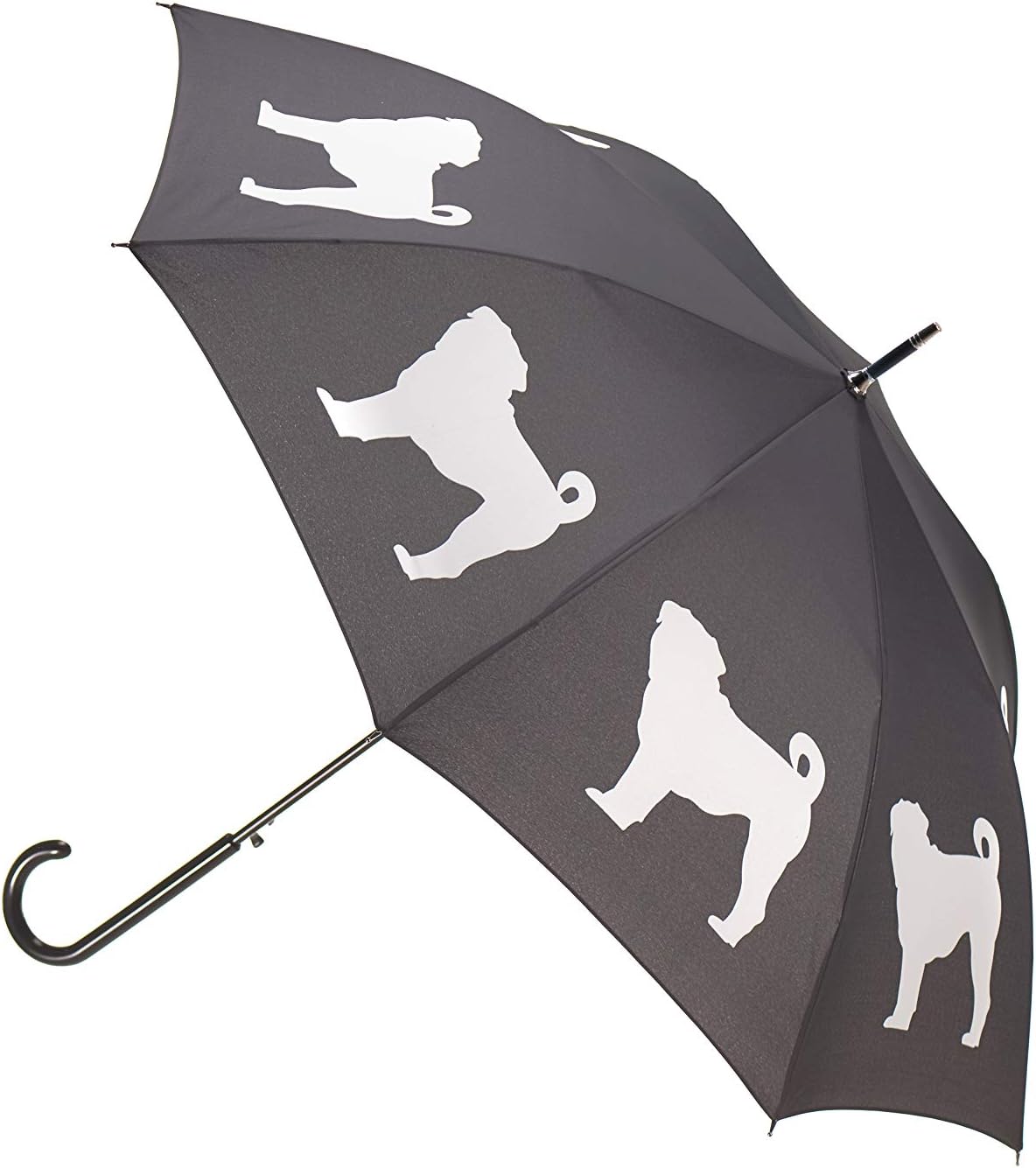 Premium Pug Rain Umbrella - White on Black Design