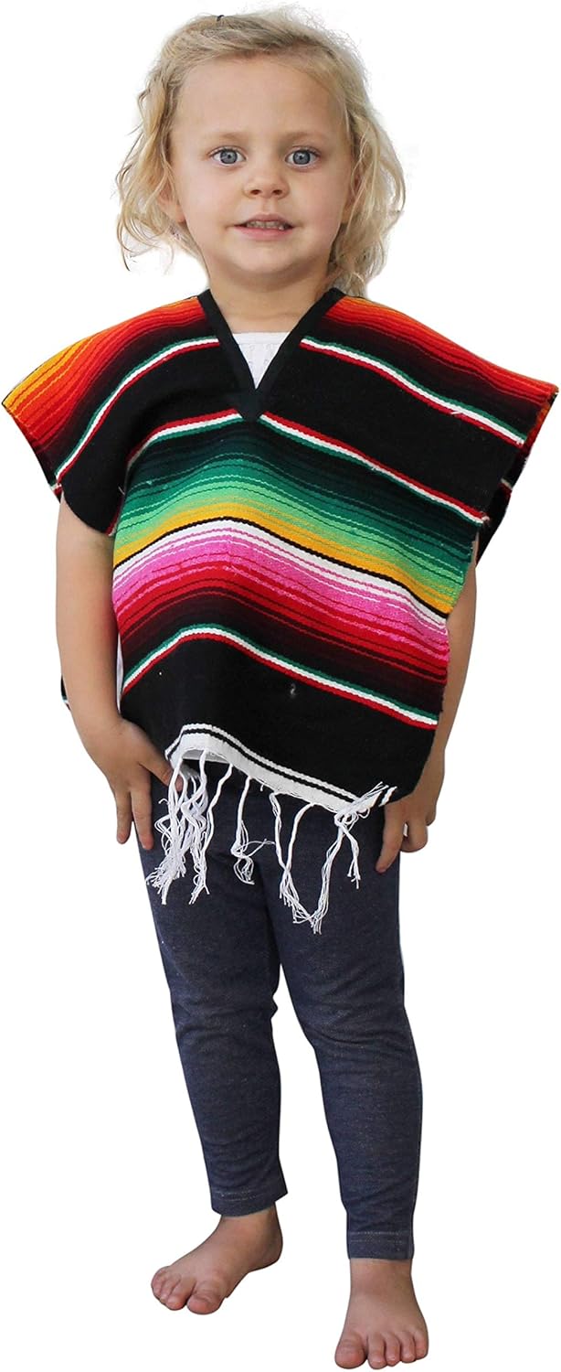 Del Mex Youth Kids Mexican Serape Poncho Costume for Ages 2-14