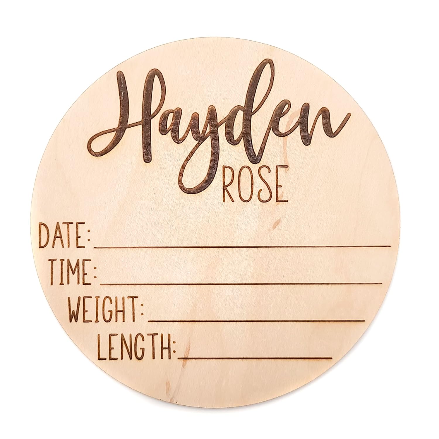 Newborn Announcement Sign - Custom Wood Birth Name Plaque