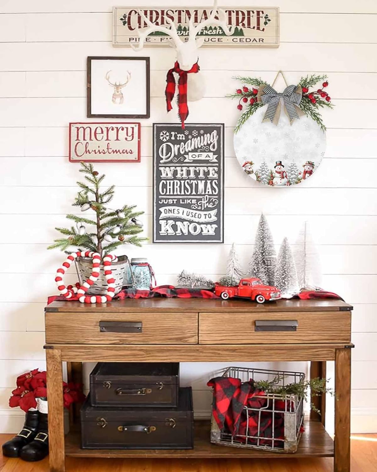 Welcome Sign for Front Door Christmas Decorations