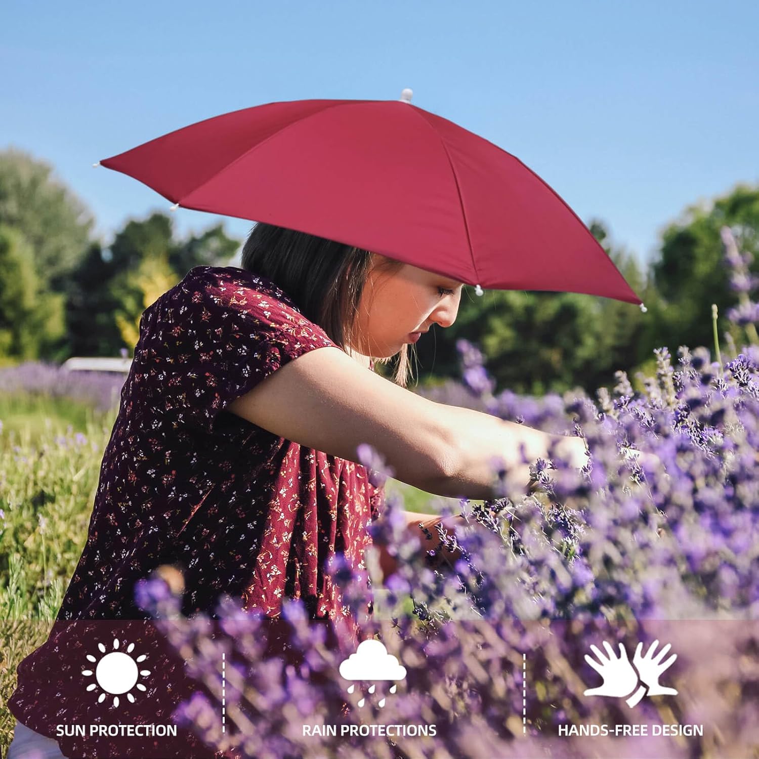 Rain Umbrella Hat for Women Men Lightweight and Comfortable