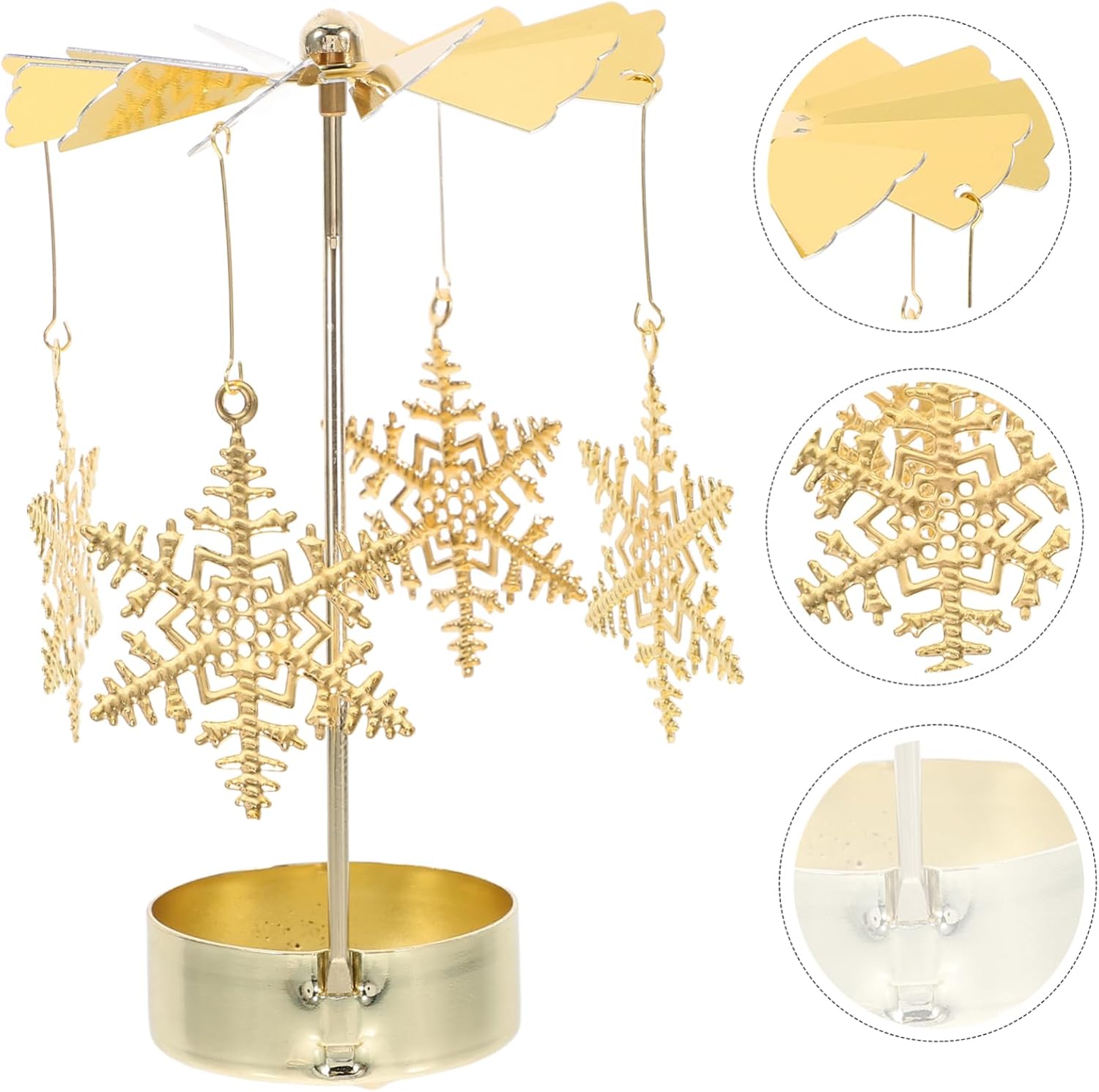 Unique Spinning Snowflake Candle Holder Iron Carousel Design