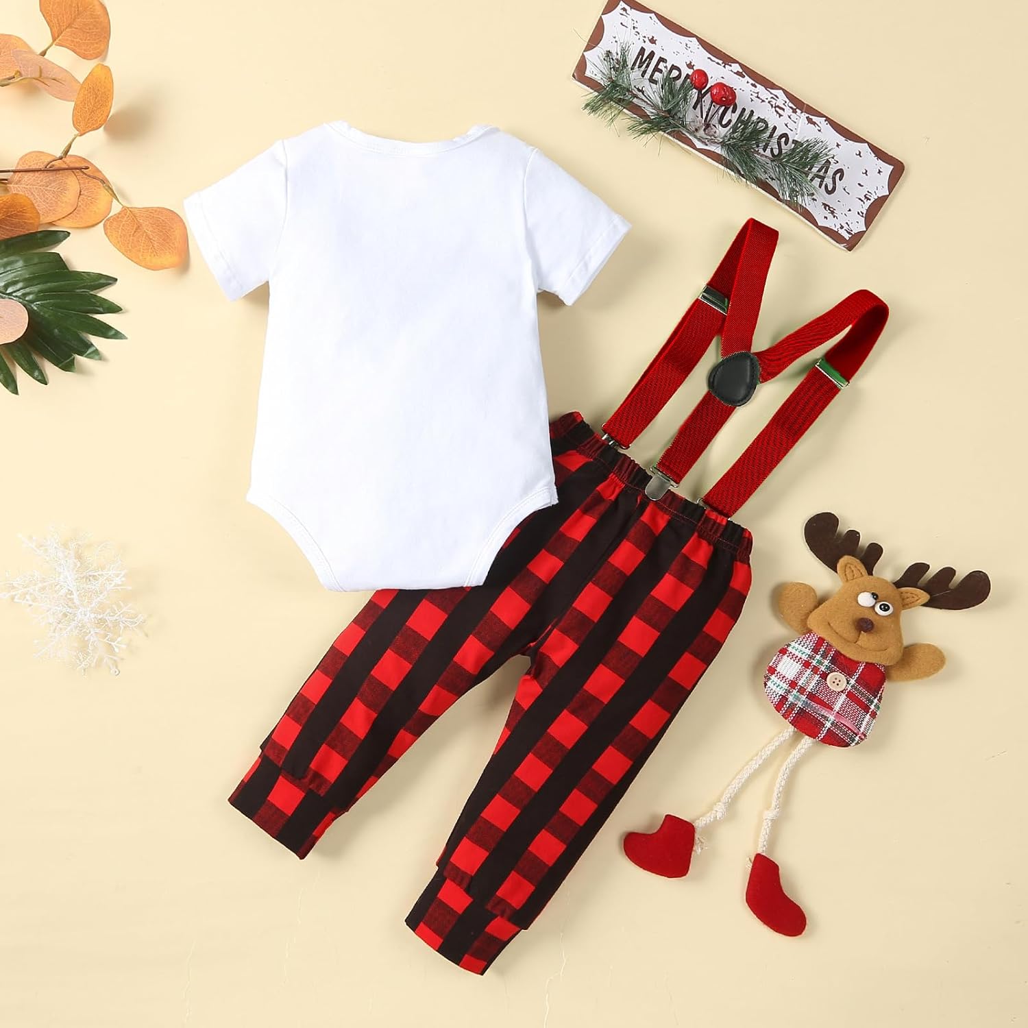 Baby Boy Dinosaur Bow Tie Romper Set Suspenders