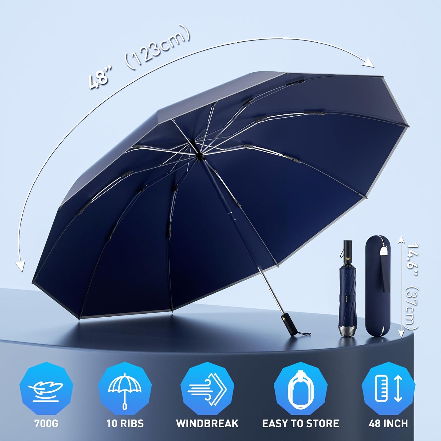 MJOFFIN 48 Inch Windproof Inverted Umbrella with Case