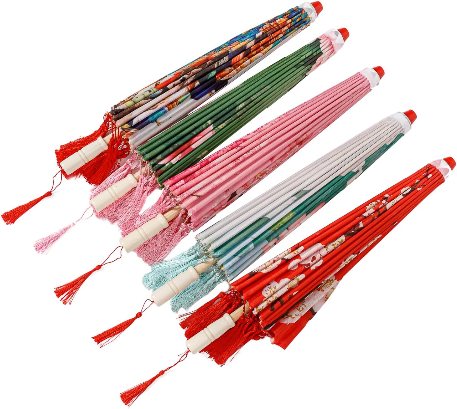 THY COLLECTIBLES 22 Silk Parasol with Tassels for Events