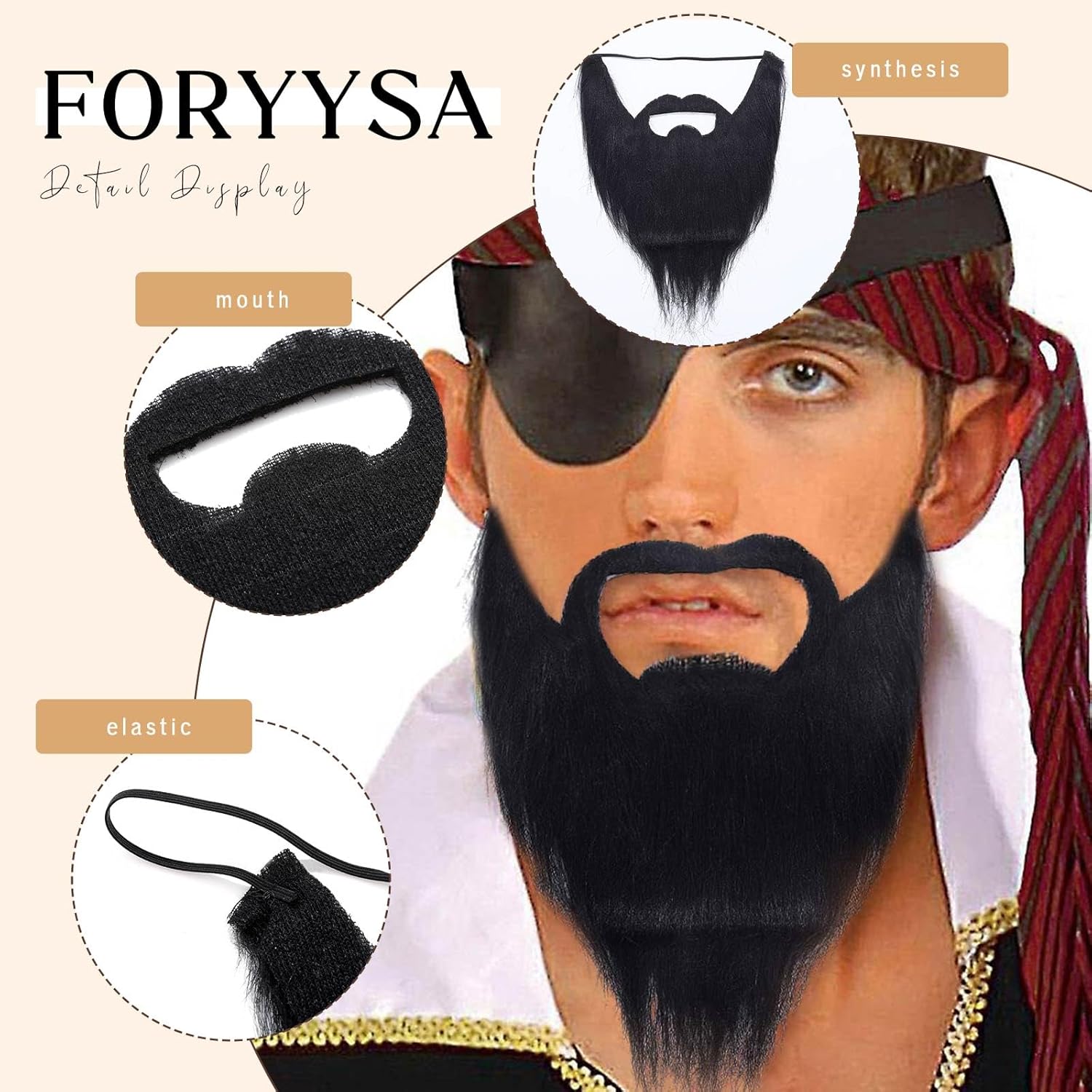 Foryysa Realistic Fake Beard and Mustache Set