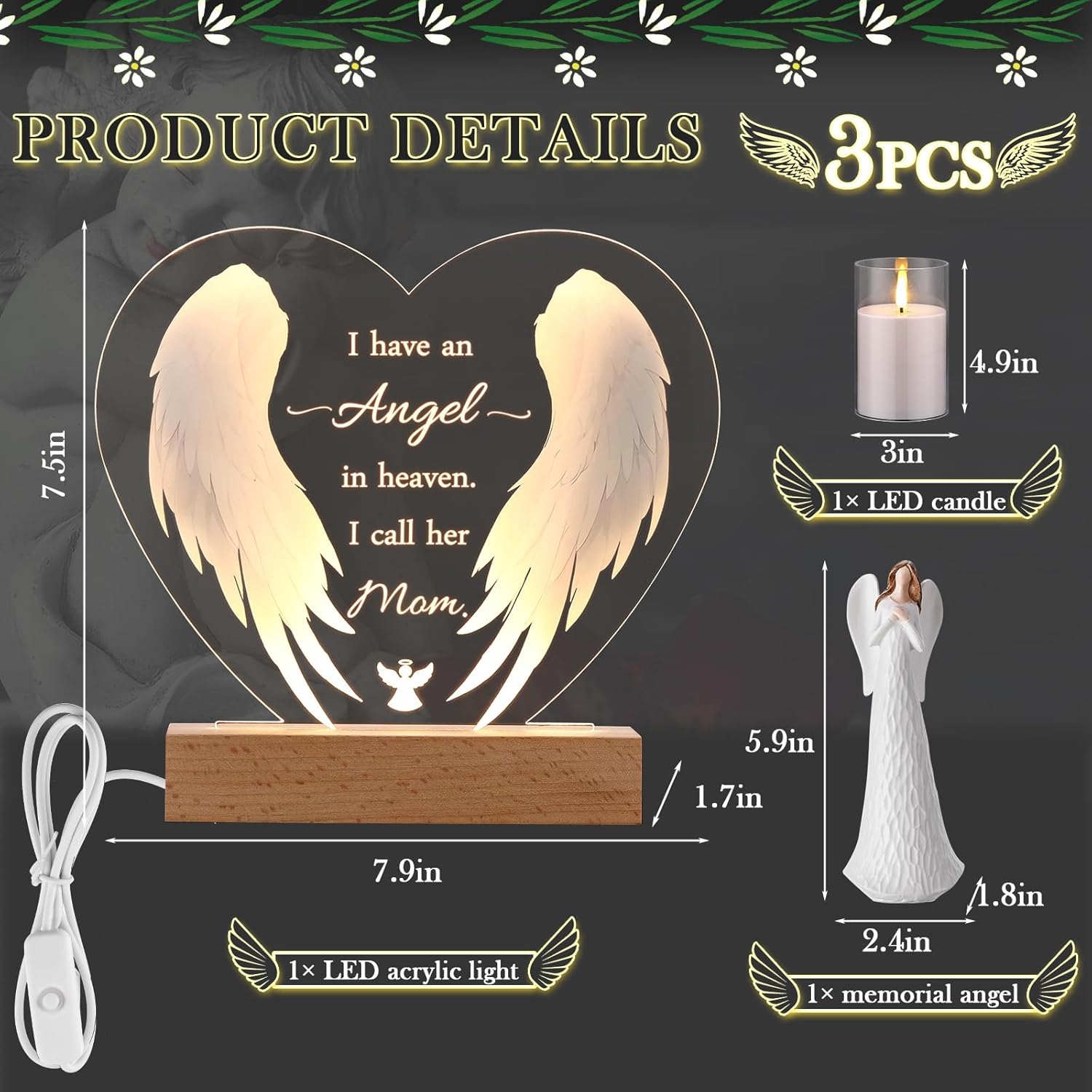 Kittmip Sympathy Gift Clear Acrylic Night Light