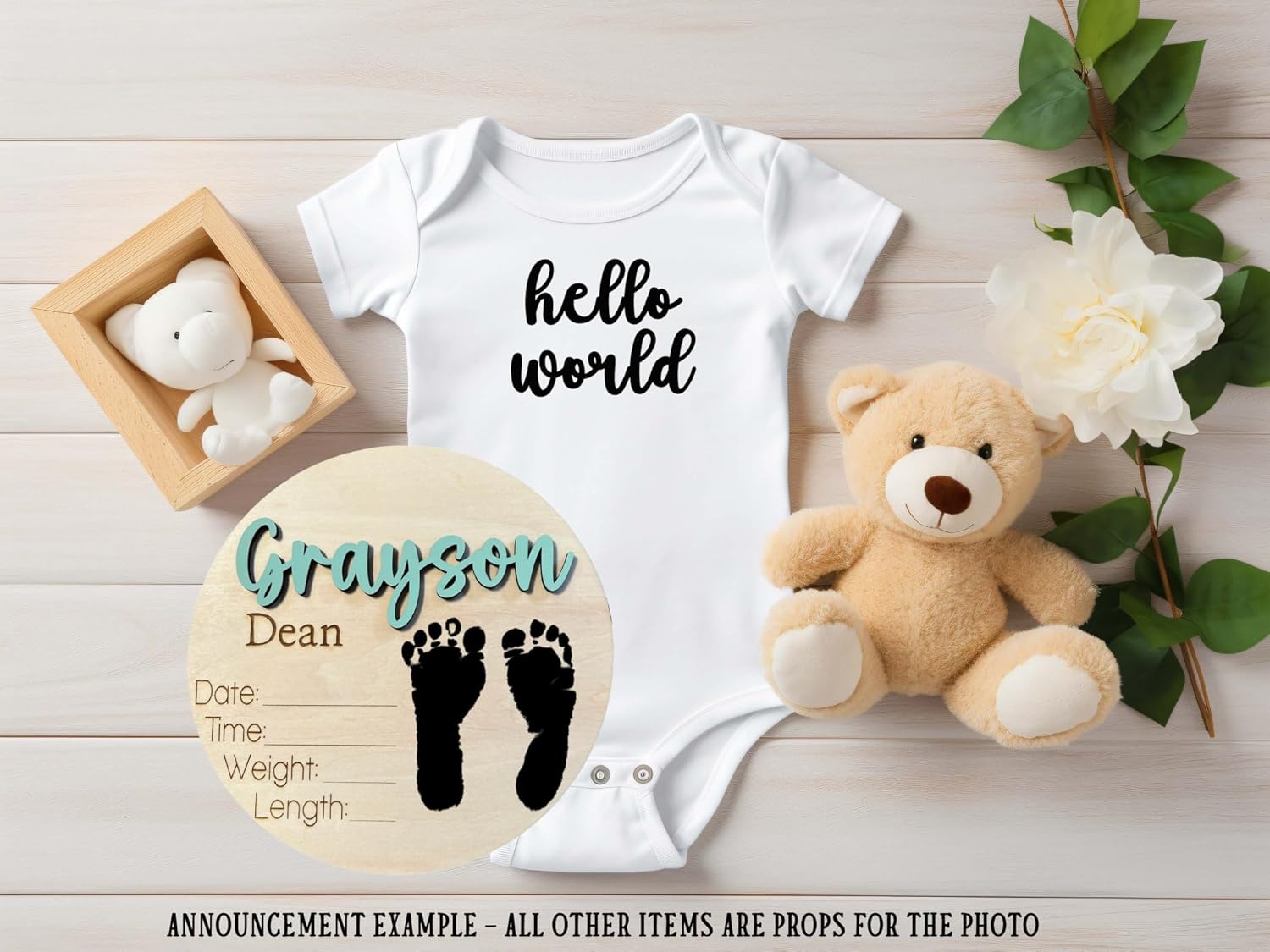 Personalized Birth Announcement Sign with Footprints and Stats 1