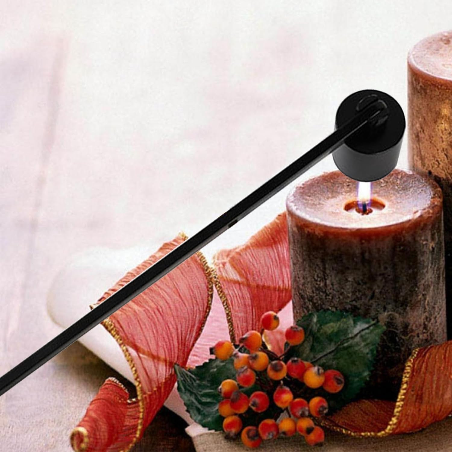 WRENYZK Candle Snuffer Extinguisher with Long Handle Black